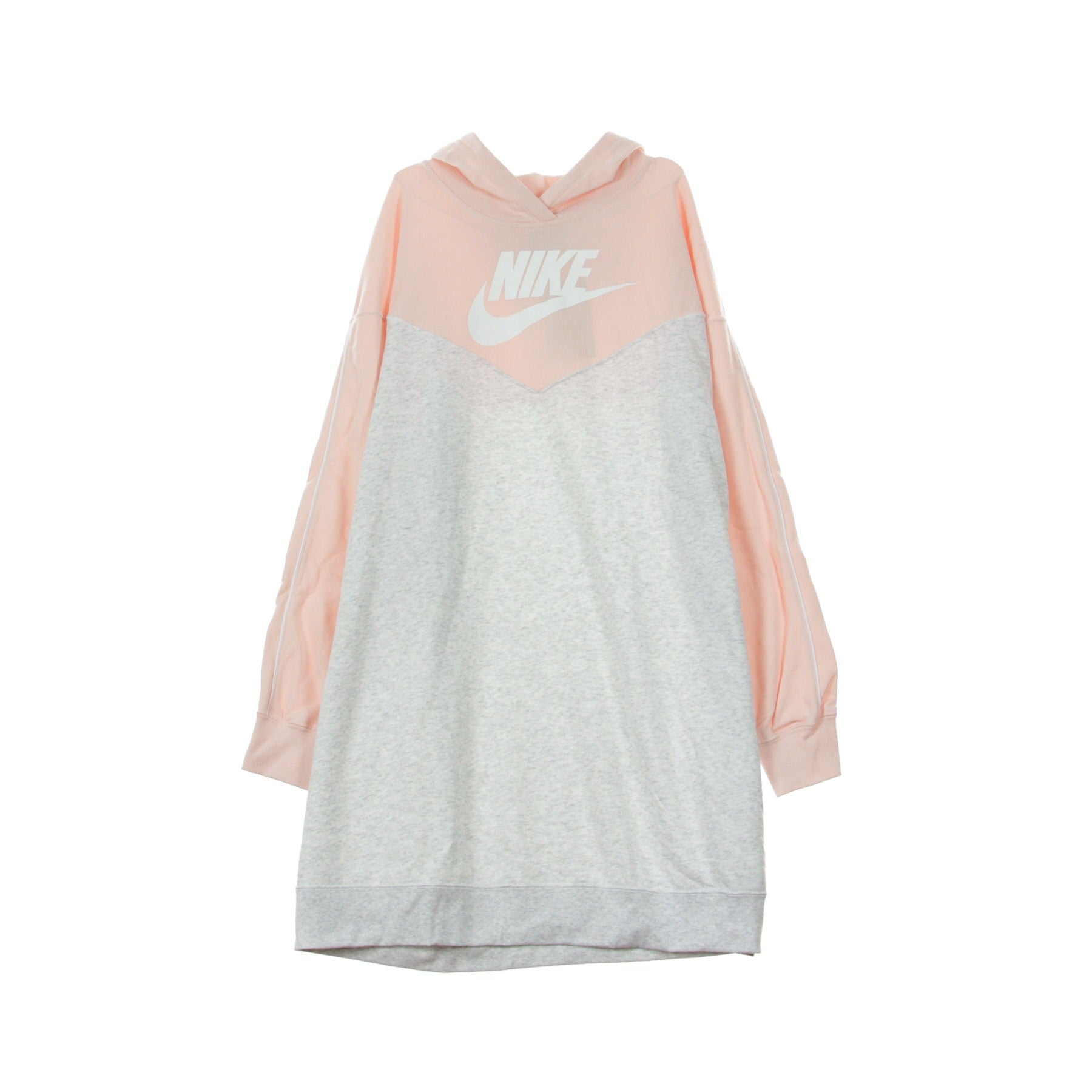 Nike, Vestito Donna Hrtg Hoody Dress Sb, Birch Heather/echo Pink/white/white