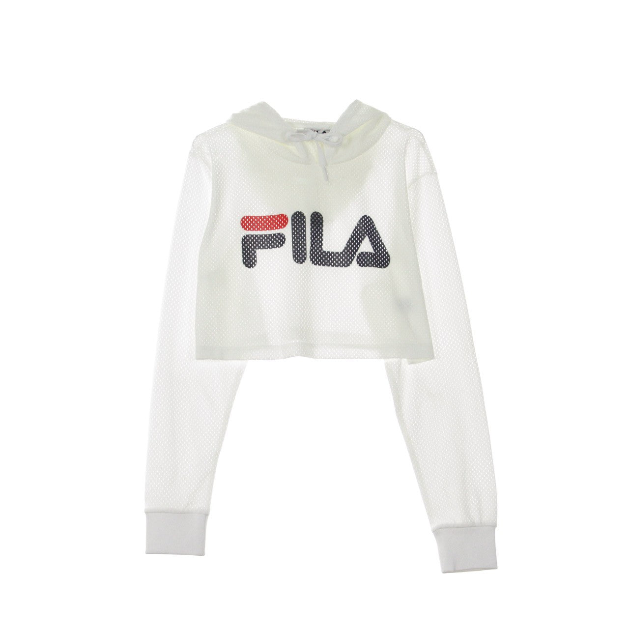 Fila, Felpa Leggera Cappuccio Corta Donna Noemi Crop, White