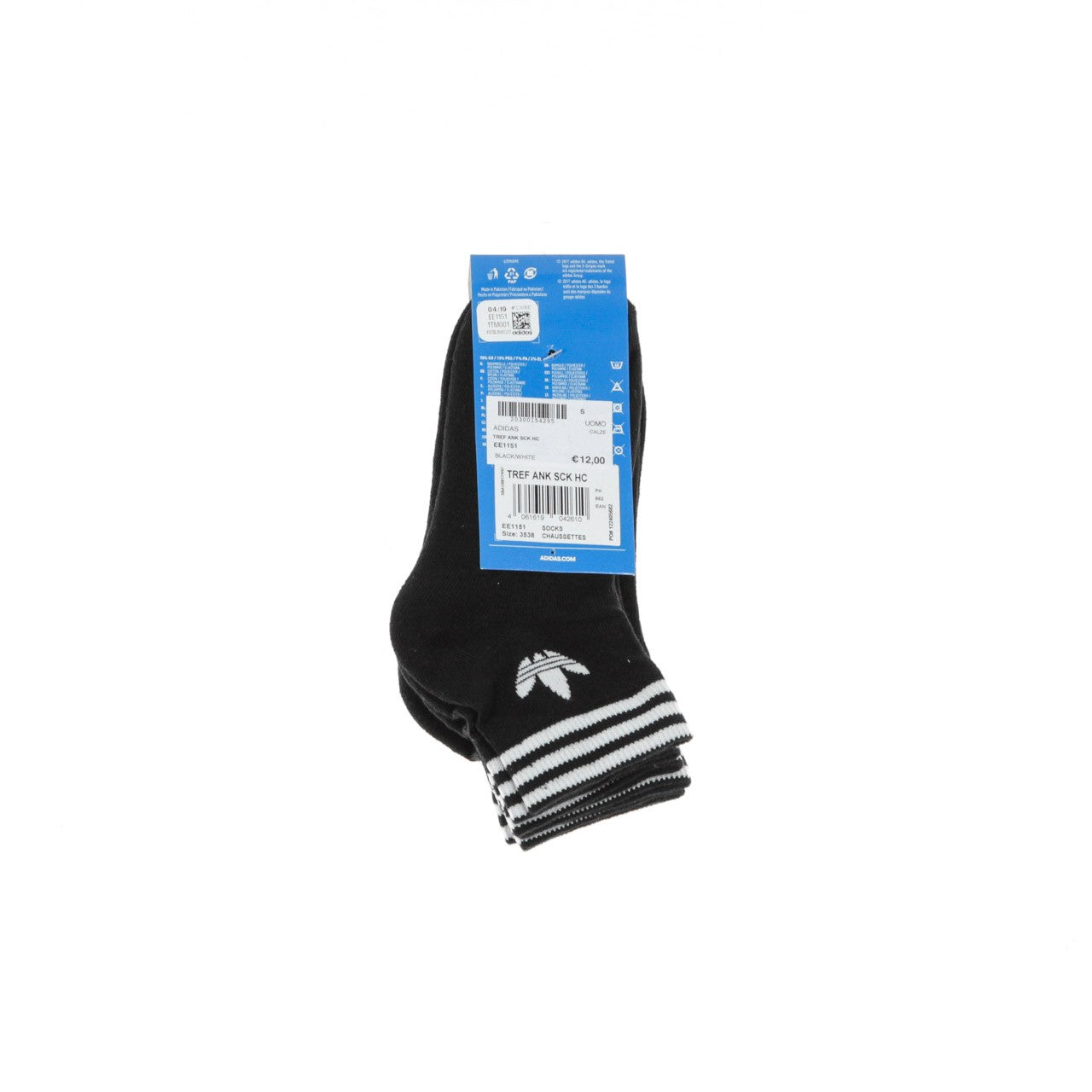 Adidas, Calza Bassa Uomo Trefoil Ankle Socks, Black/white