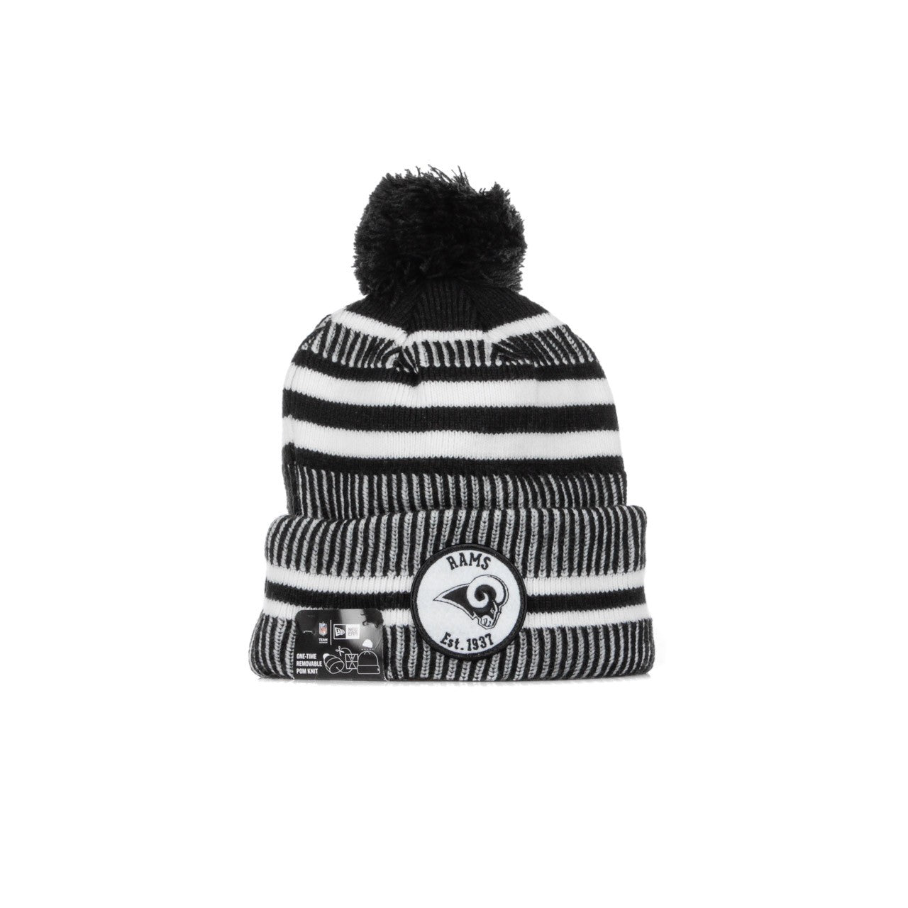 New Era, Cappello Pom Pom Uomo Nfl19 Sport Knit Home Losram, Black/white