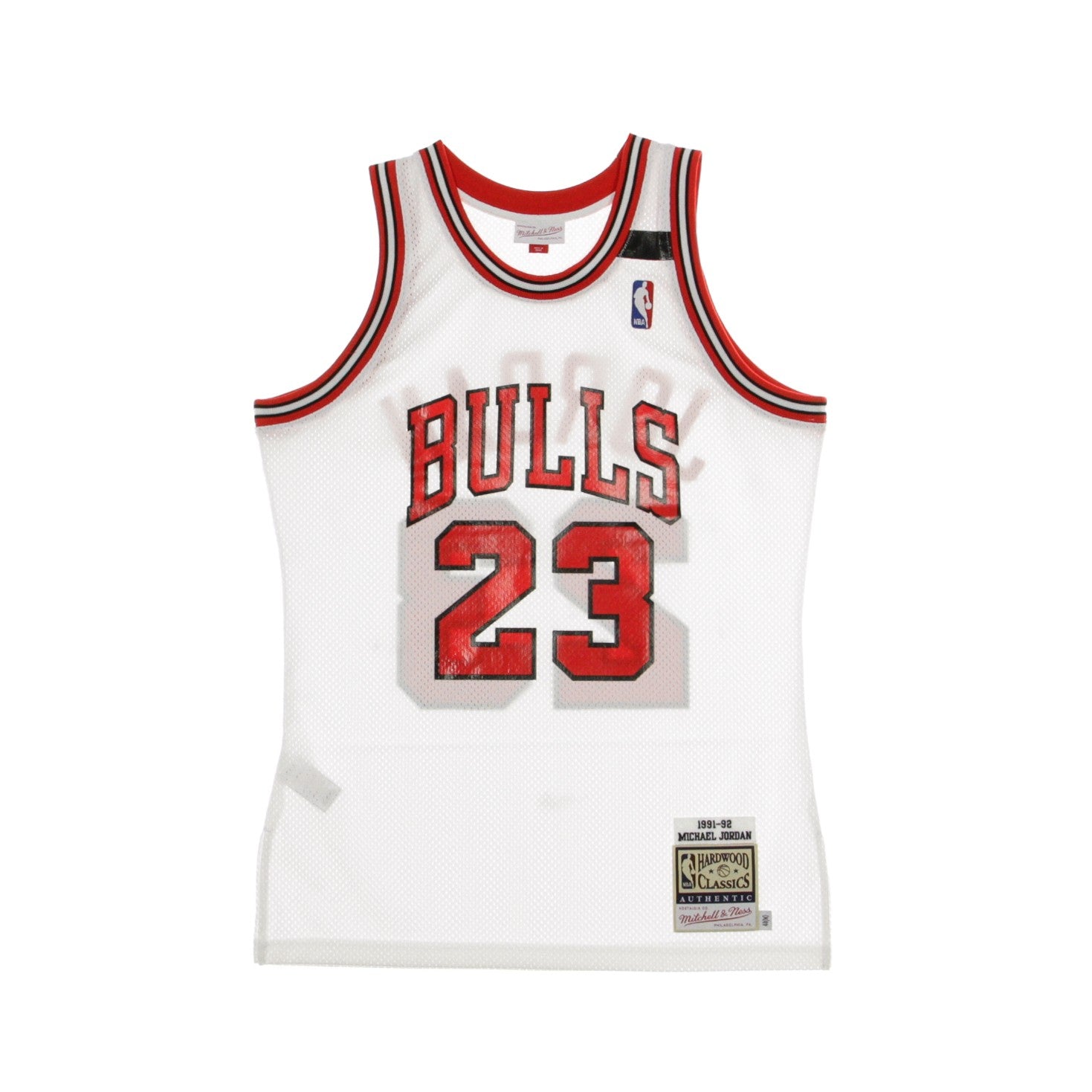 Herren-Basketball-Tanktop Nba Authentic Jersey Hardwood Classics Michael Jordan Nr. 23 1991-92 Chibul Home Weiß/Original-Teamfarben