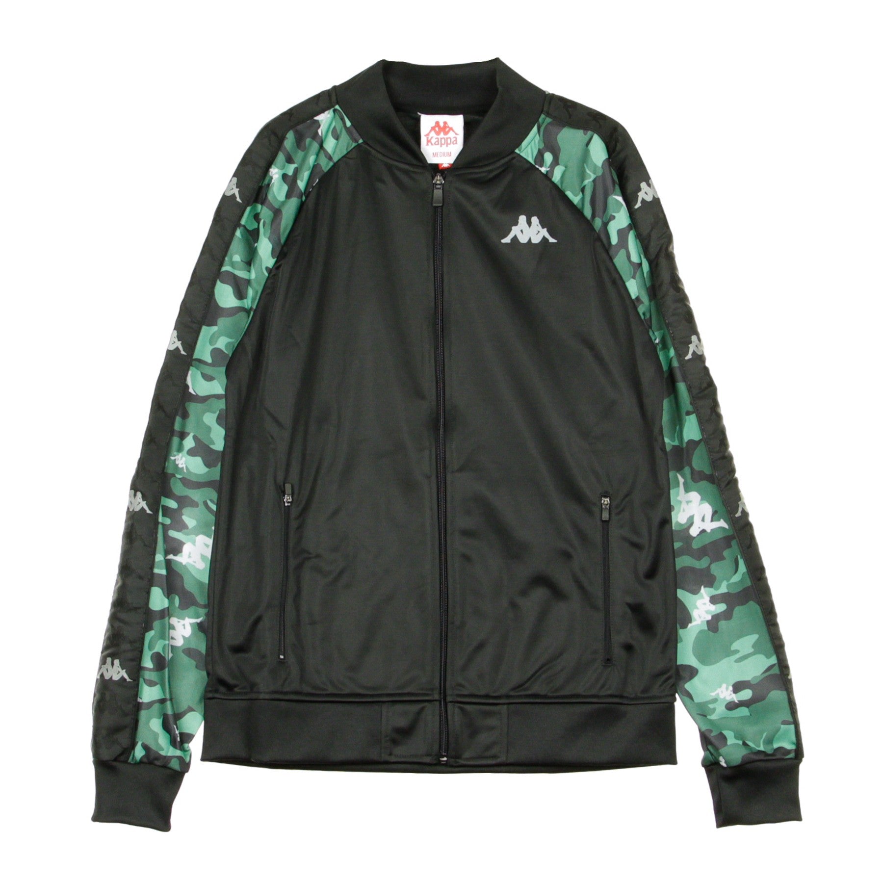 Kappa, Giacchetta Uomo Banda Bomber Slim Graphic, Black/green Camo/silver