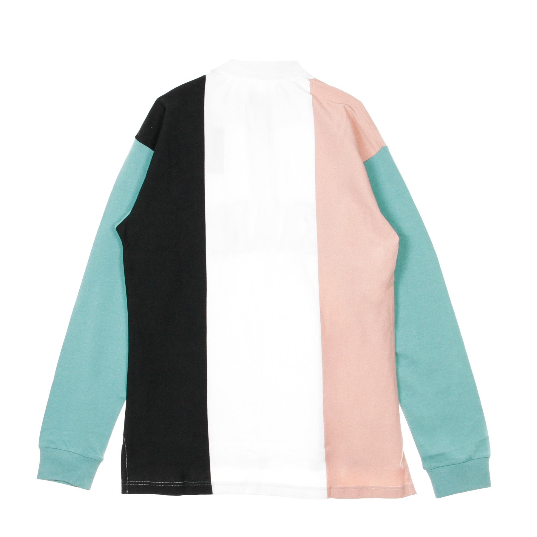 Polo Manica Lunga Uomo College Block Rugby White/turquoise/pink/black