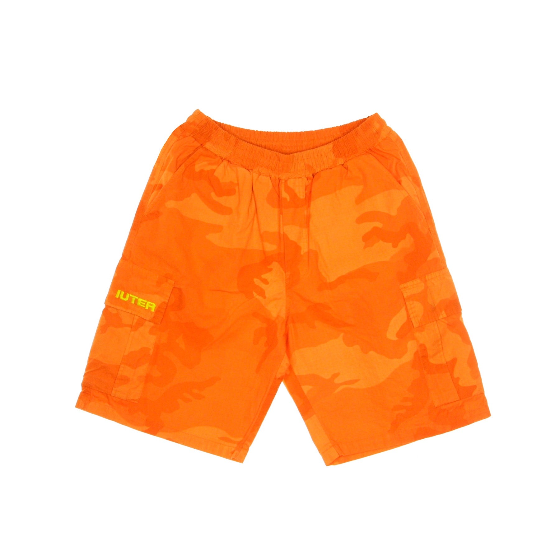 Iuter, Pantalone Corto Uomo Jogger Cargo Camo Shorts, Orange