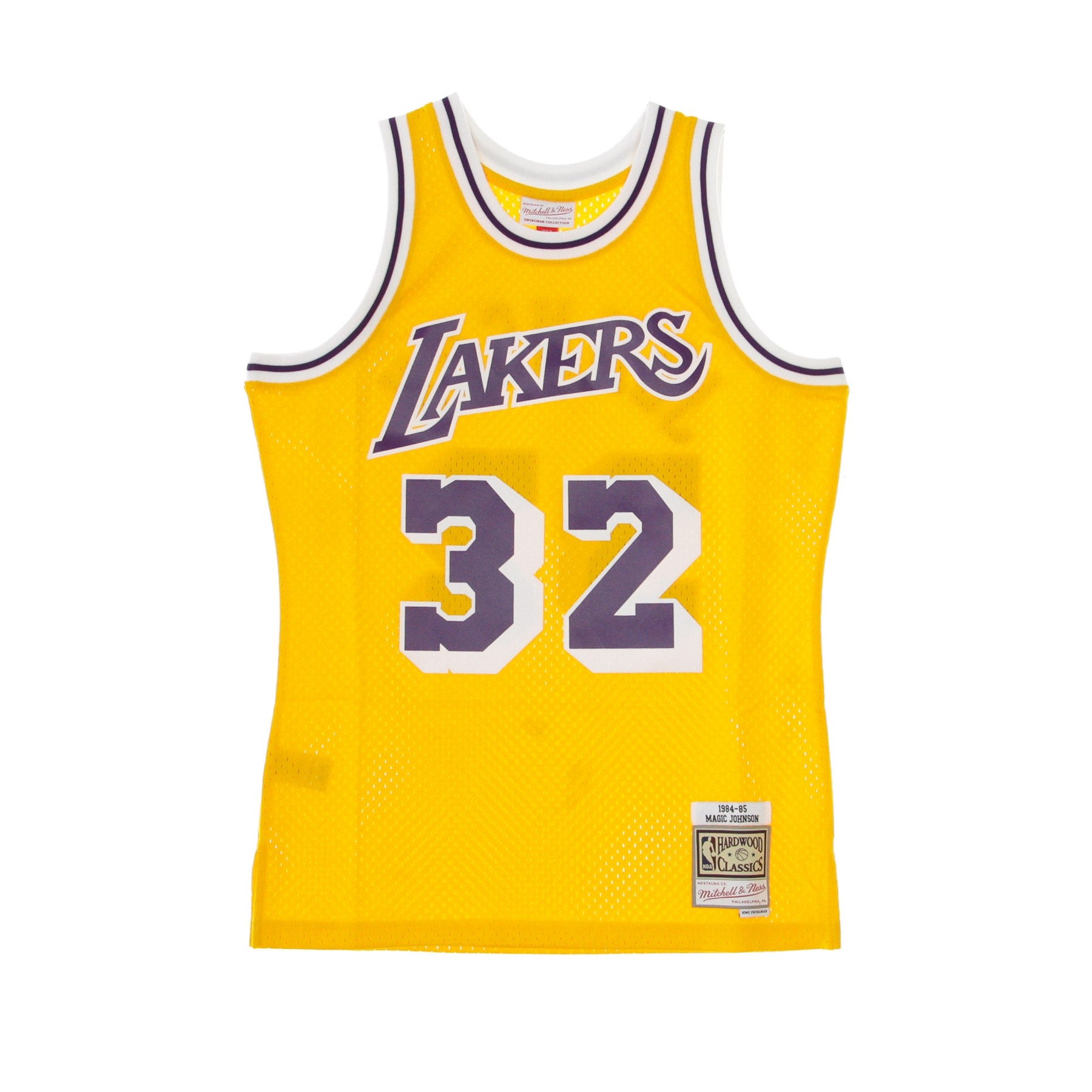 Mitchell & Ness, Canotta Basket Uomo Nba Swingman Jersey Hardwood Classics No 32 Magic Johnson 1984-85 Loslak Home, Original Team Colors