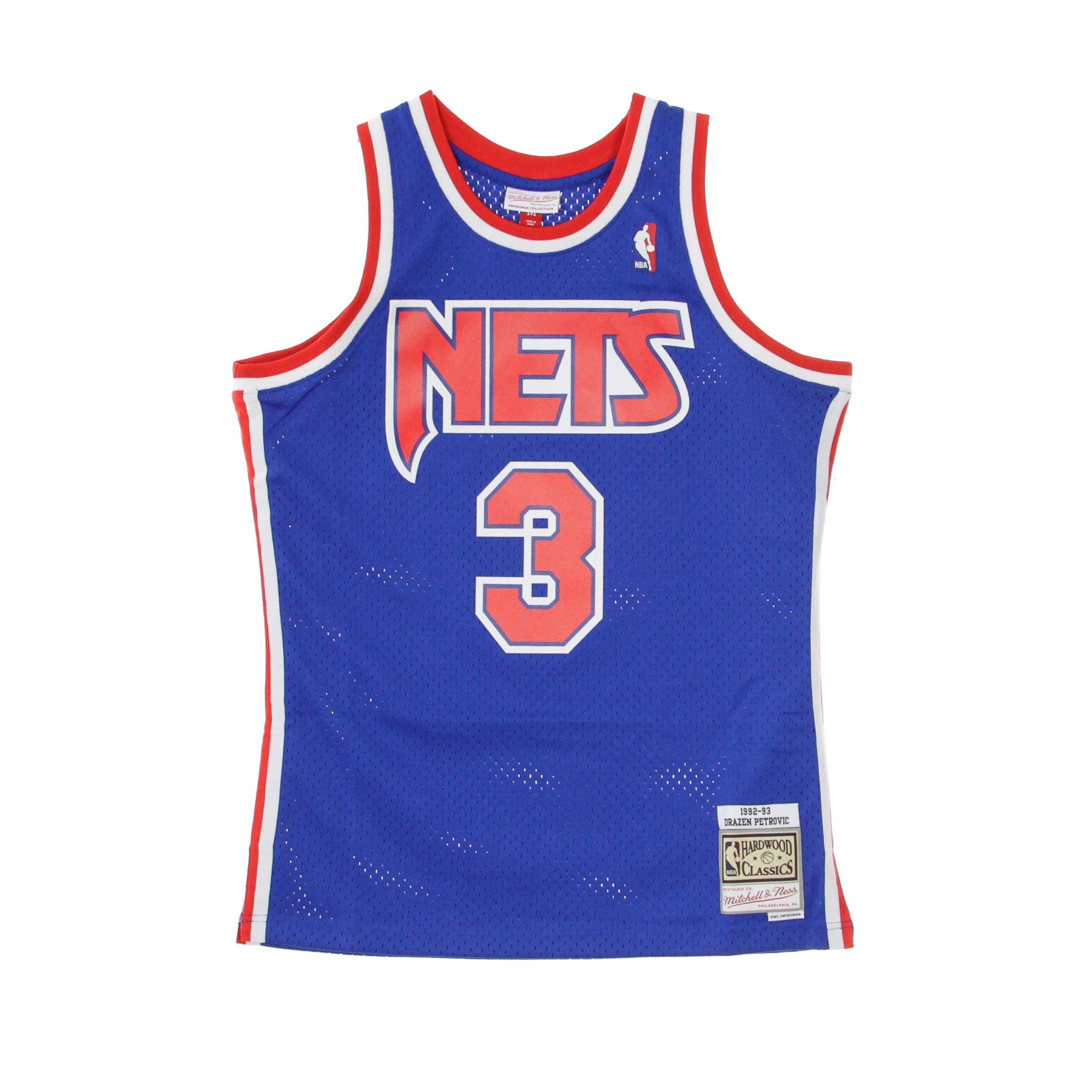 Casken Men's Tank Top NBA Swingman Jersey Hardwood Classics No.3 Drazen Petrovic 1992-93 NEJNET ROAD COLORES DE EQUIPO ORIGINAL