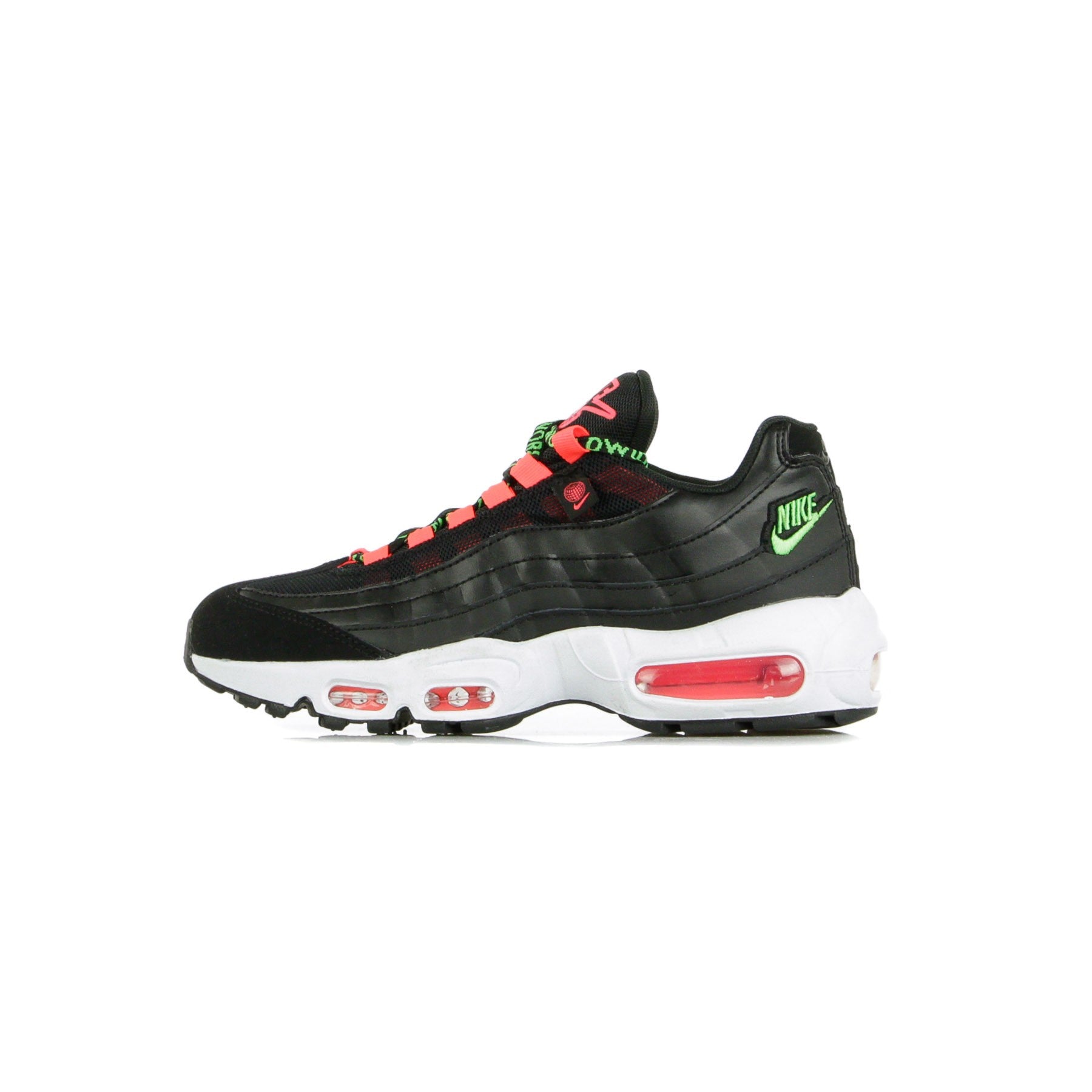 Nike, Scarpa Bassa Donna W Air Max 95 Se Worldwide, Black/green Strike/flash Crimson/white