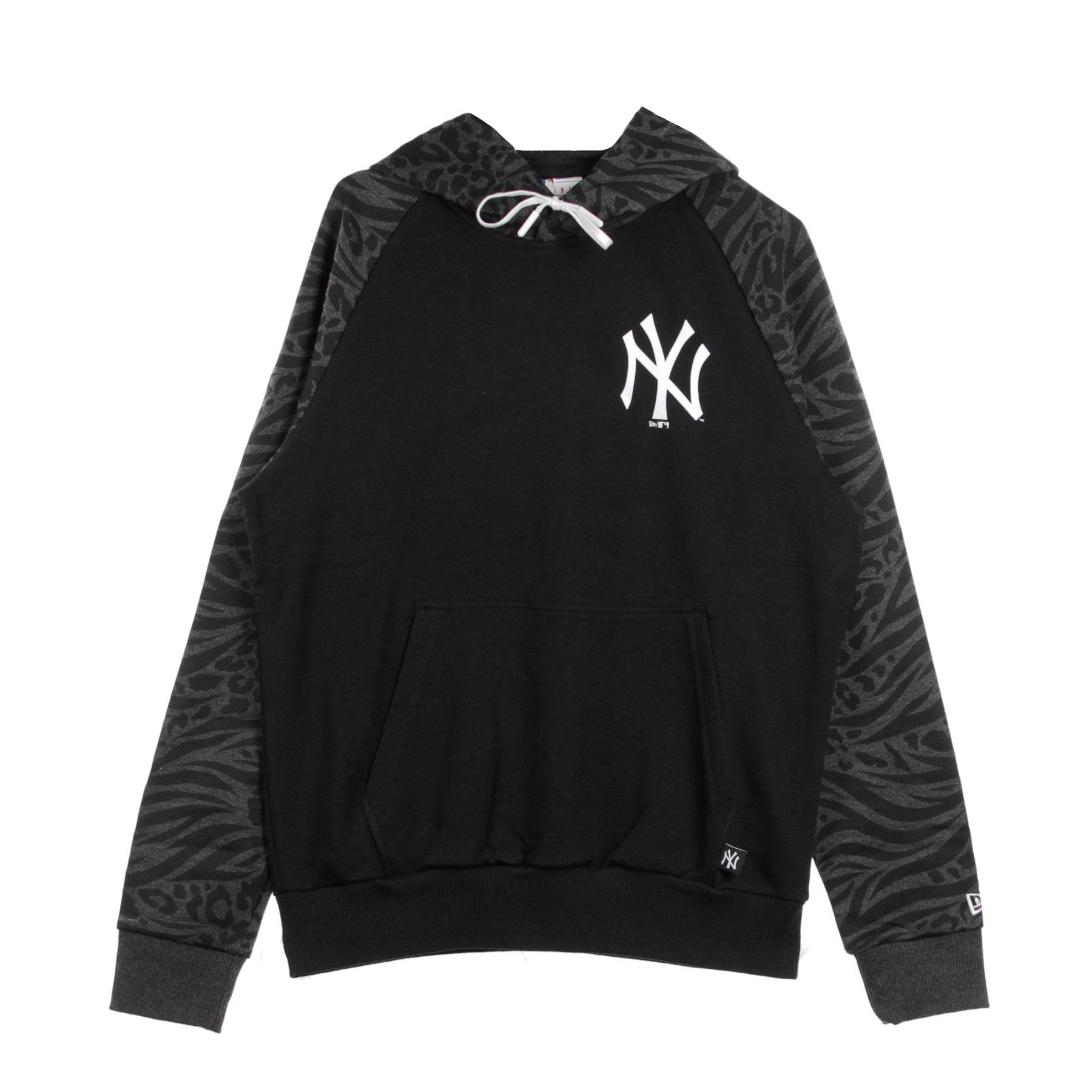 Felpa Leggera Cappuccio Uomo Mlb Print Panel Hoody Neyyan Black/white