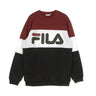 Fila, Felpa Girocollo Uomo Straight Blocked Crew, Tawny Port/black/bright White