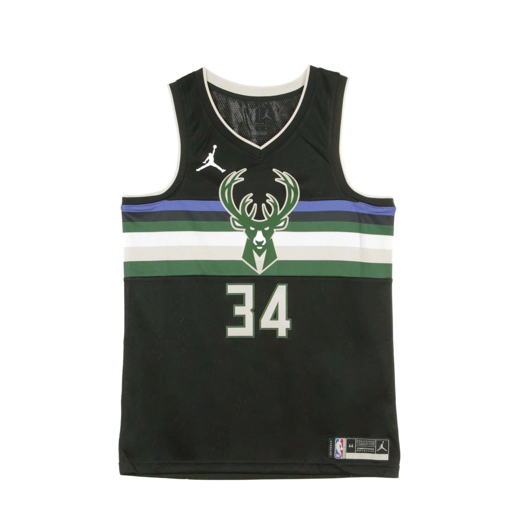 Jordan Nba, Canotta Basket Uomo Nba Swingman Jersey Jordan Statement Edition 2020 No 34 Giannis Antetokounmpo Milbuc, Black