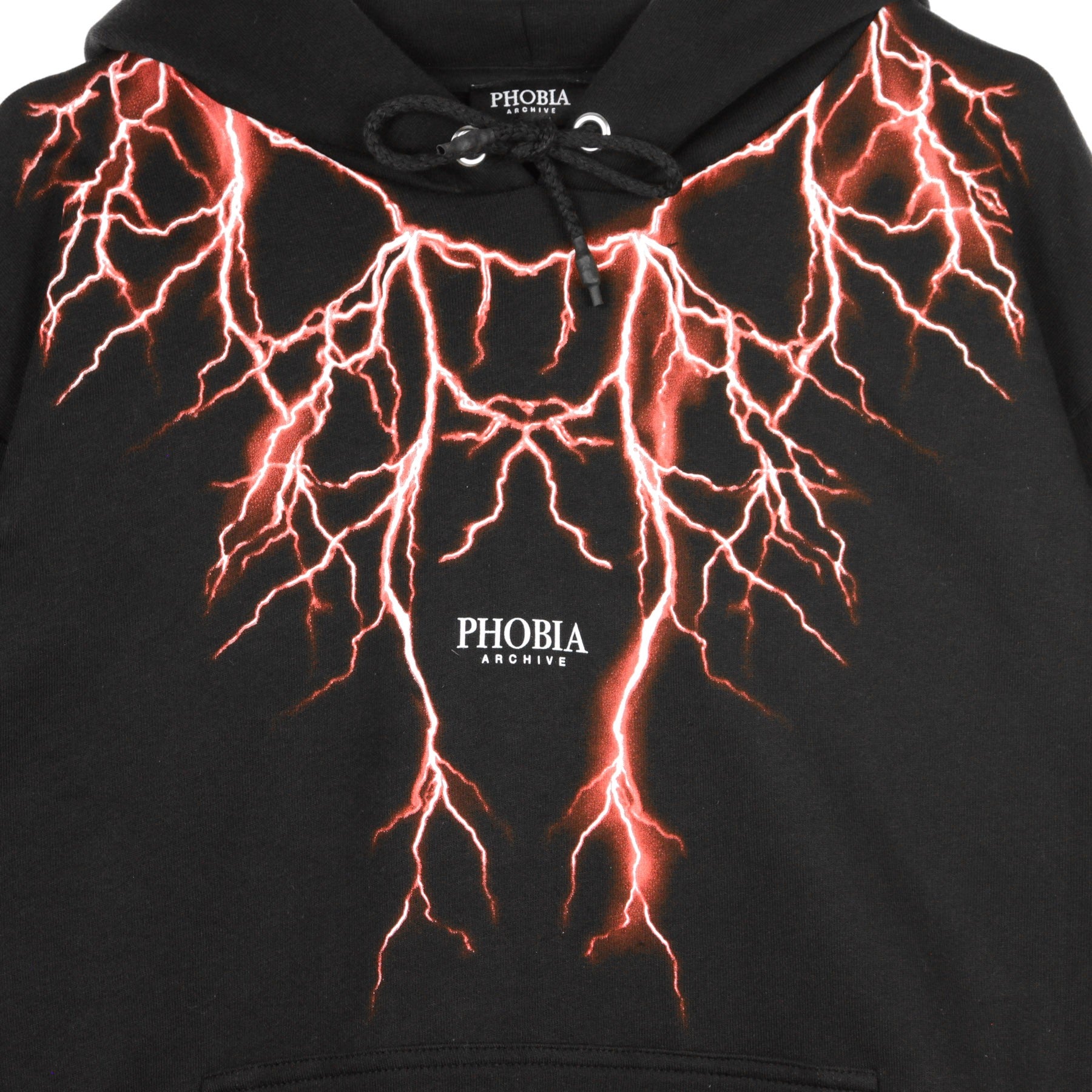 Phobia, Felpa Leggera Cappuccio Uomo Red Lightning Hoodie, Black/red