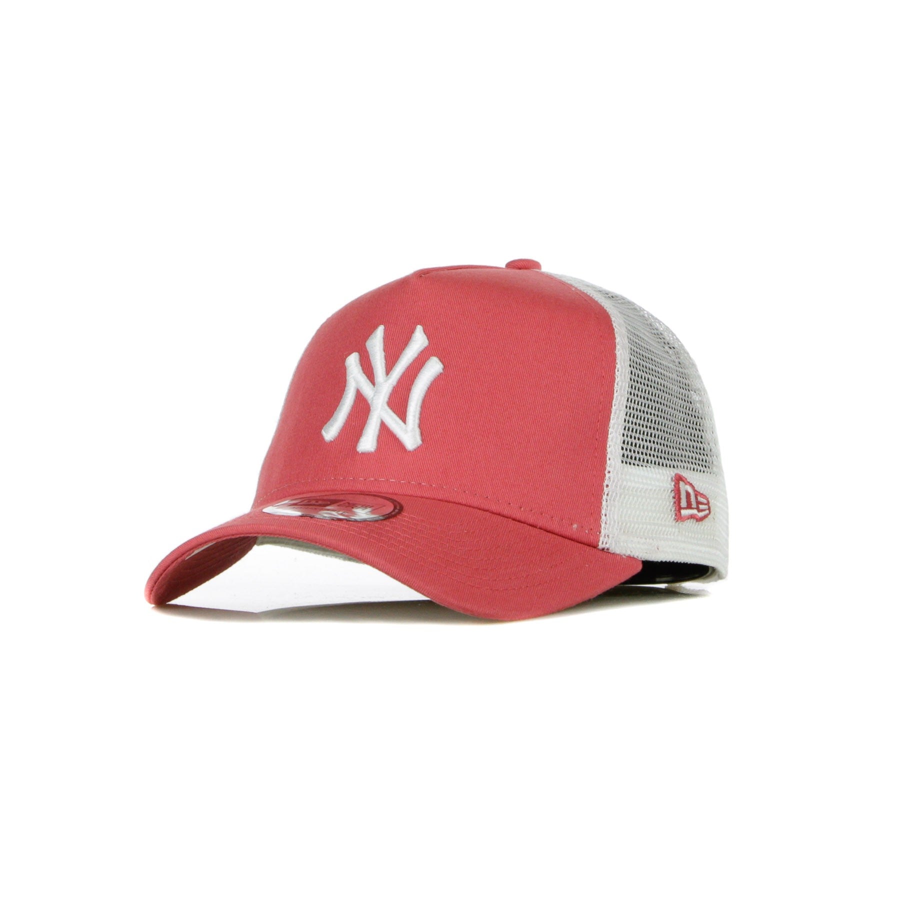 Curved Visor Cap for Men Mlb League Essential A-frame Trucker Neyyan Pink Lemonade/white