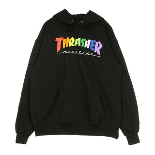 Thrasher, Felpa Cappuccio Uomo Rainbow Mag Hoodie, Black