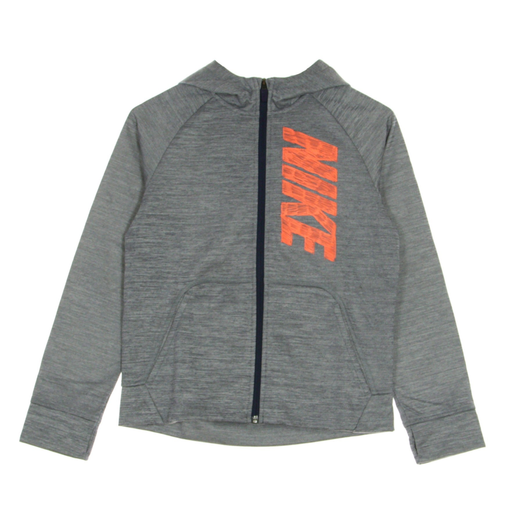 Nike, Felpa Cappuccio Zip Ragazzo Therma Gfx Hoodie, Midnight Navy/htr/hyper Crimson