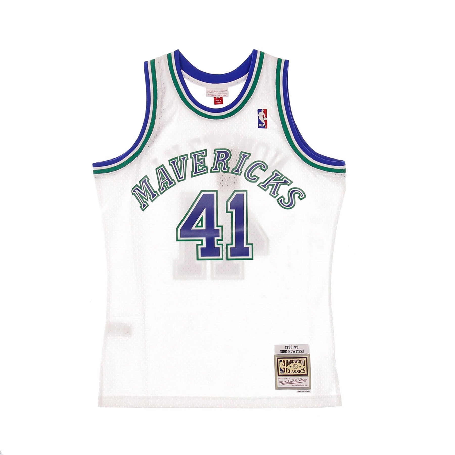 Mitchell & Ness, Canotta Basket Uomo Nba Swingman Jersey Hardwood Classics No 41 Dirk Nowitzki 1998-99 Dalmav Home, Original Team Colors