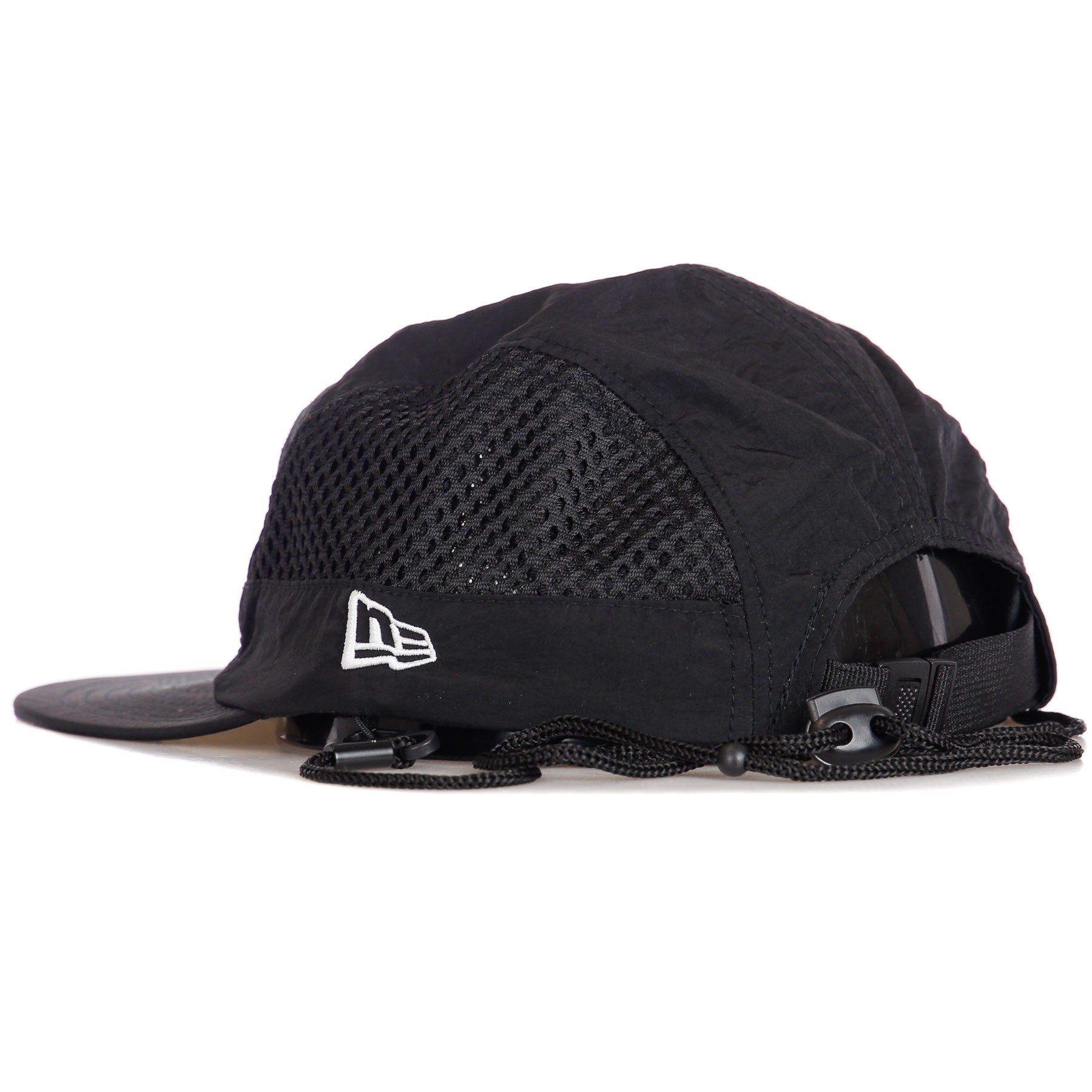 Men's Flat Visor Cap Ne Camper Packable Mesh Black Korea New Era Black/white