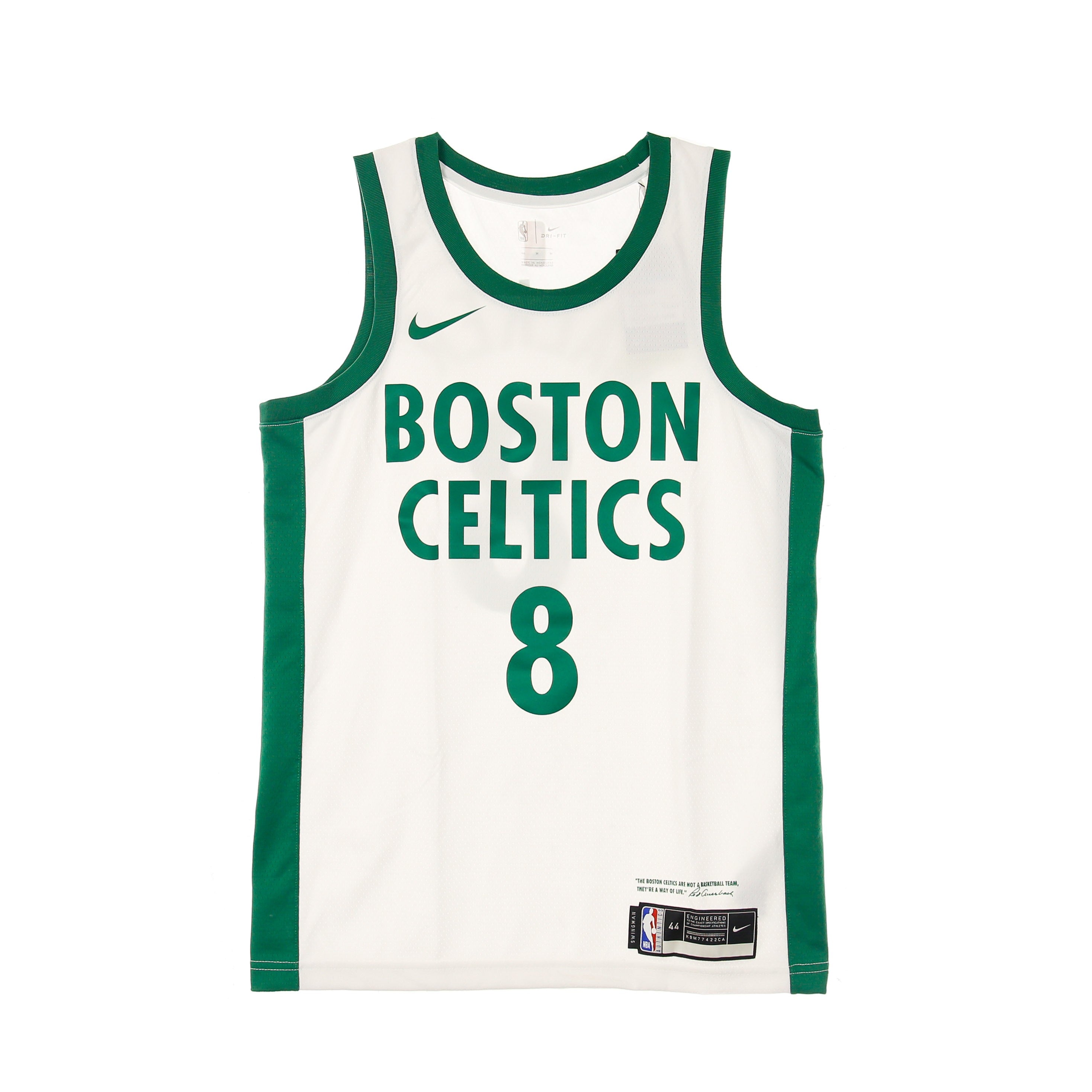 Nike Nba, Canotta Basket Uomo Nba Swingman Jersey City Edition 2020 No 8 Kemba Walker Boscel, White/clover