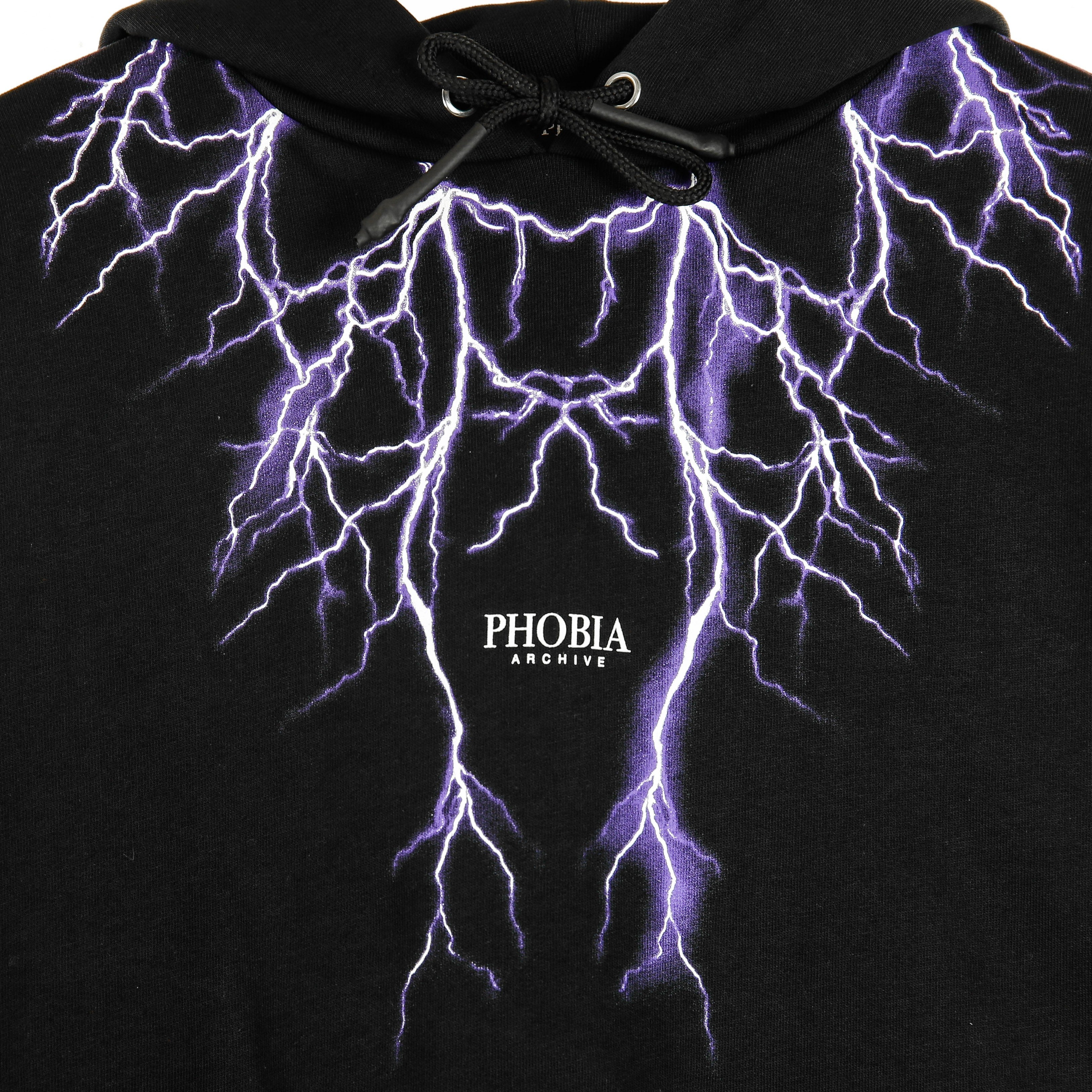 Felpa Leggera Cappuccio Uomo Purple Lightning Hoodie Purple/black