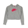 Nike, Felpa Leggera Cappuccio Corta Ragazza Air Hoodie Crop, Carbon Heather/fireberry/fireberry