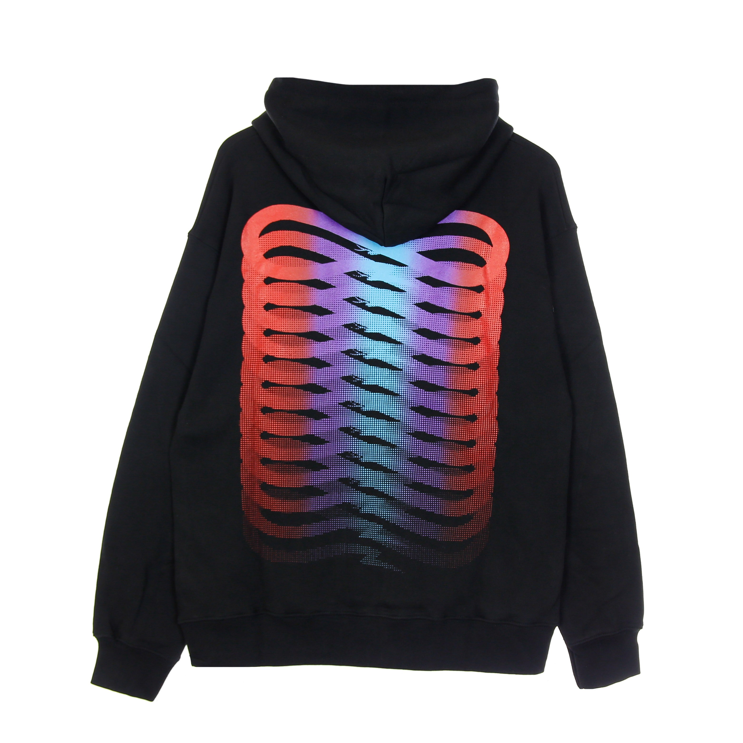 Men's Lightweight Hooded Zip Sweatshirt Ribs Gradient Zip Hoodie Black