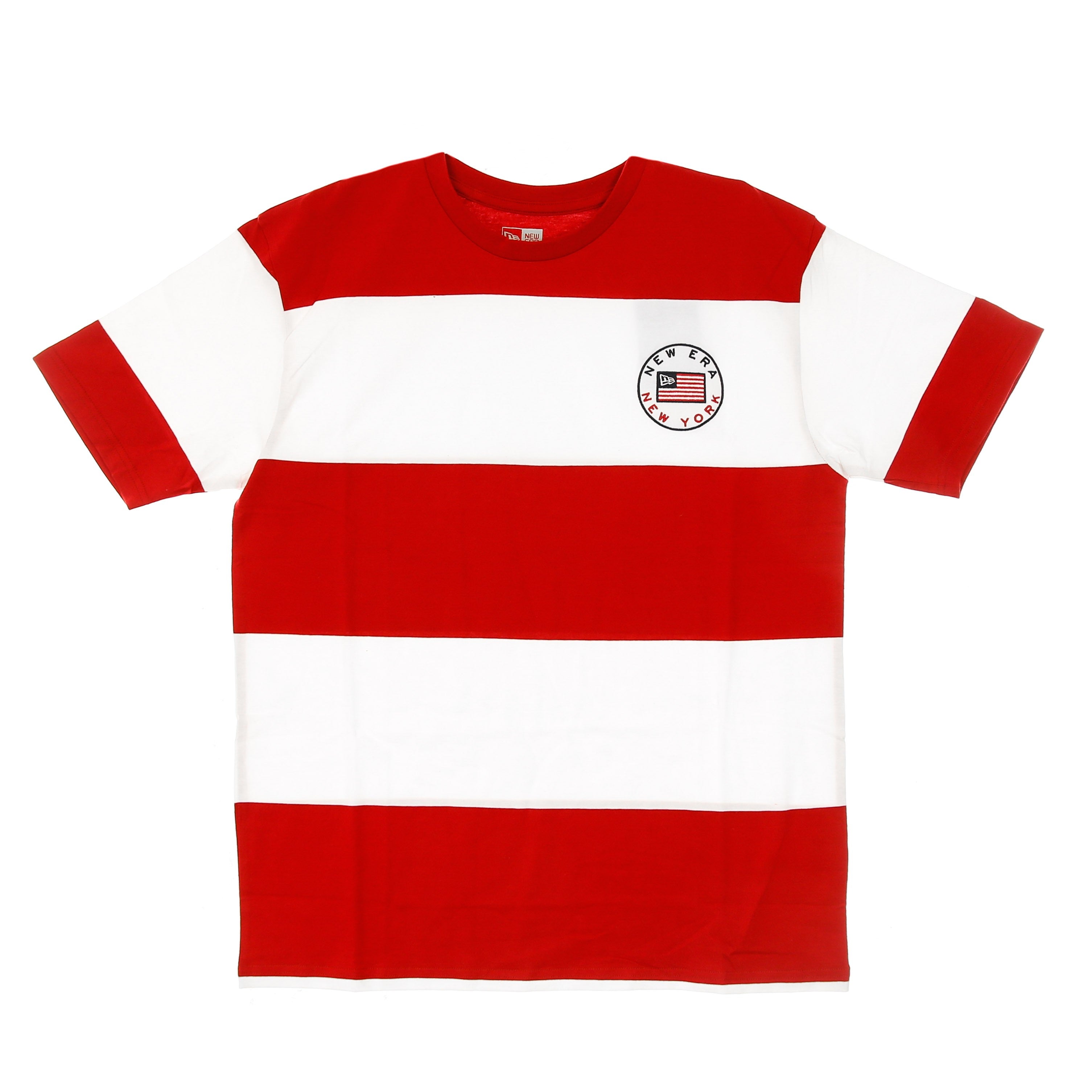 New Era, Maglietta Uomo Ne Oversized Stripe Tee New Era, White/scarlet