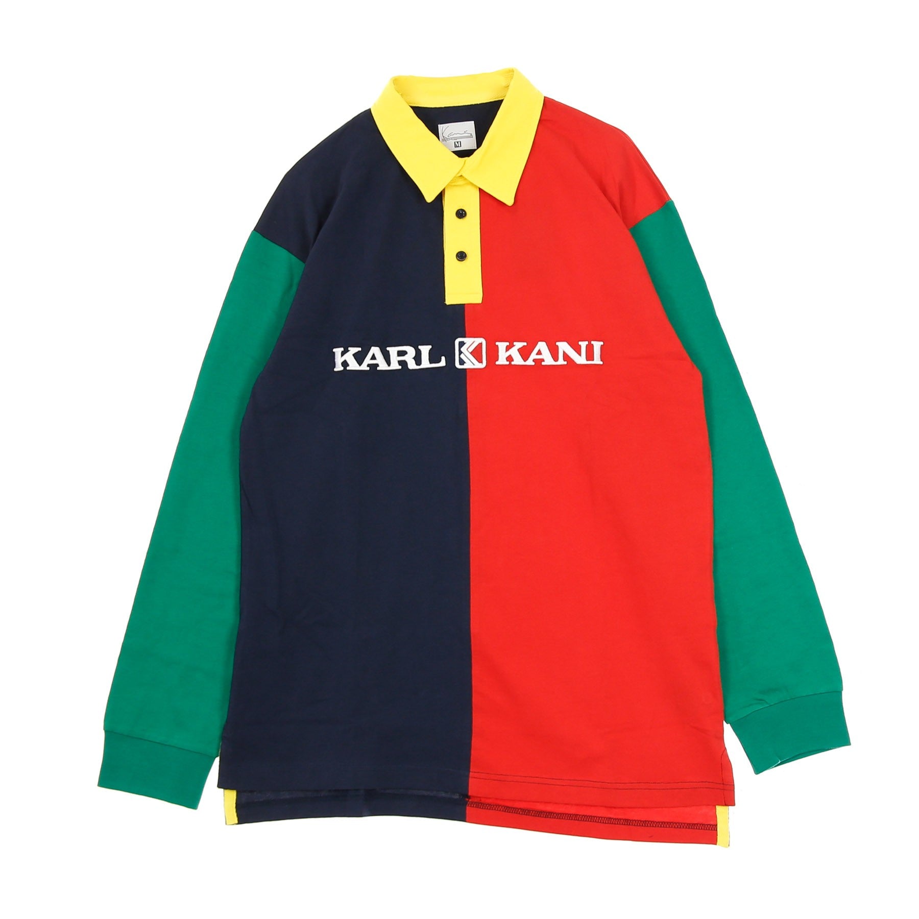 Karl Kani, Polo Manica Lunga Uomo Retro Block Rugby Shirt, Red/navy/green