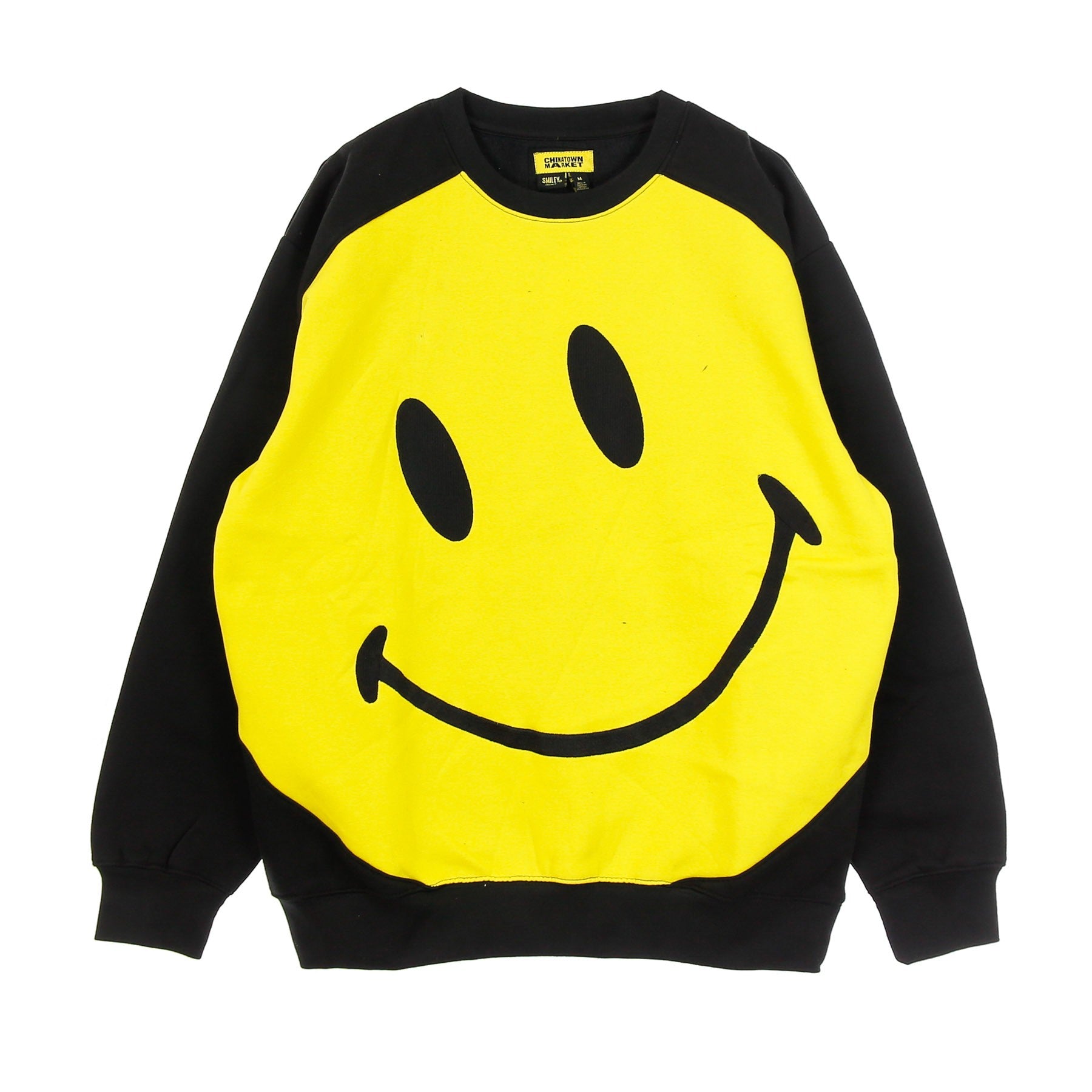 Big Smiley Crewneck Herren-Sweatshirt Schwarz/Gelb