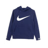 Nike, Felpa Leggera Cappuccio Bambino B Sportswear Fleece Swoosh Hooded Pullover, Midnight Navy/white