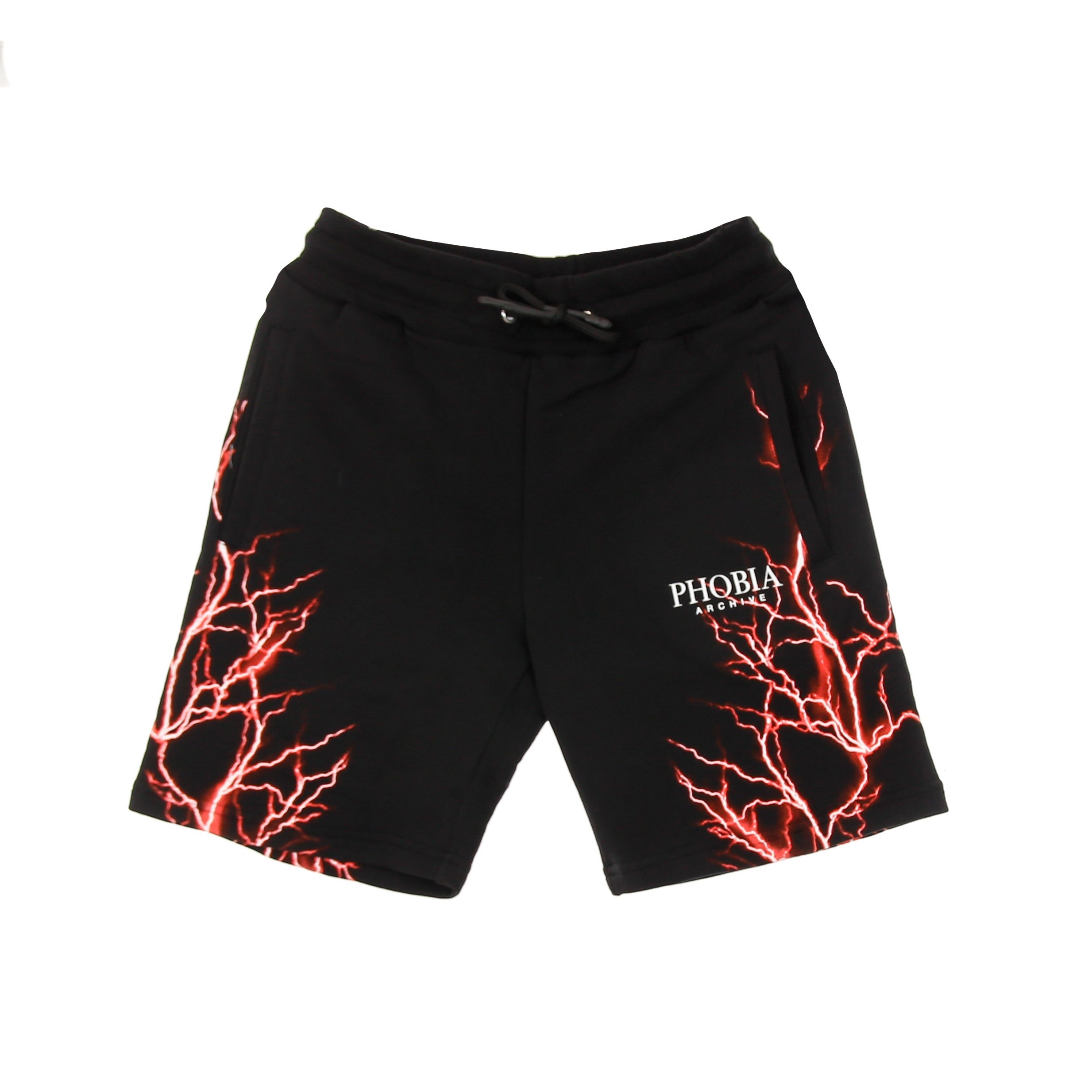 Men's Tracksuit Shorts Red Lightning Shorts Black/red