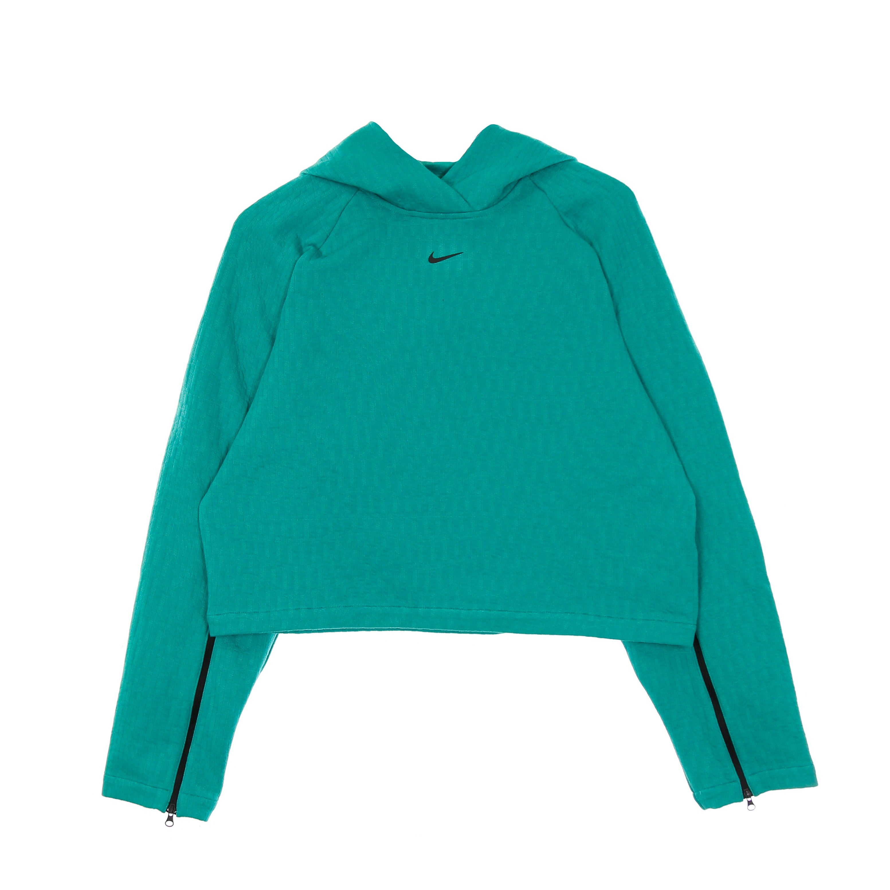 Nike, Felpa Leggera Cappuccio Donna W Sportswear Tech Pack Hoodie All Over Jacquard, Neptune Green/black