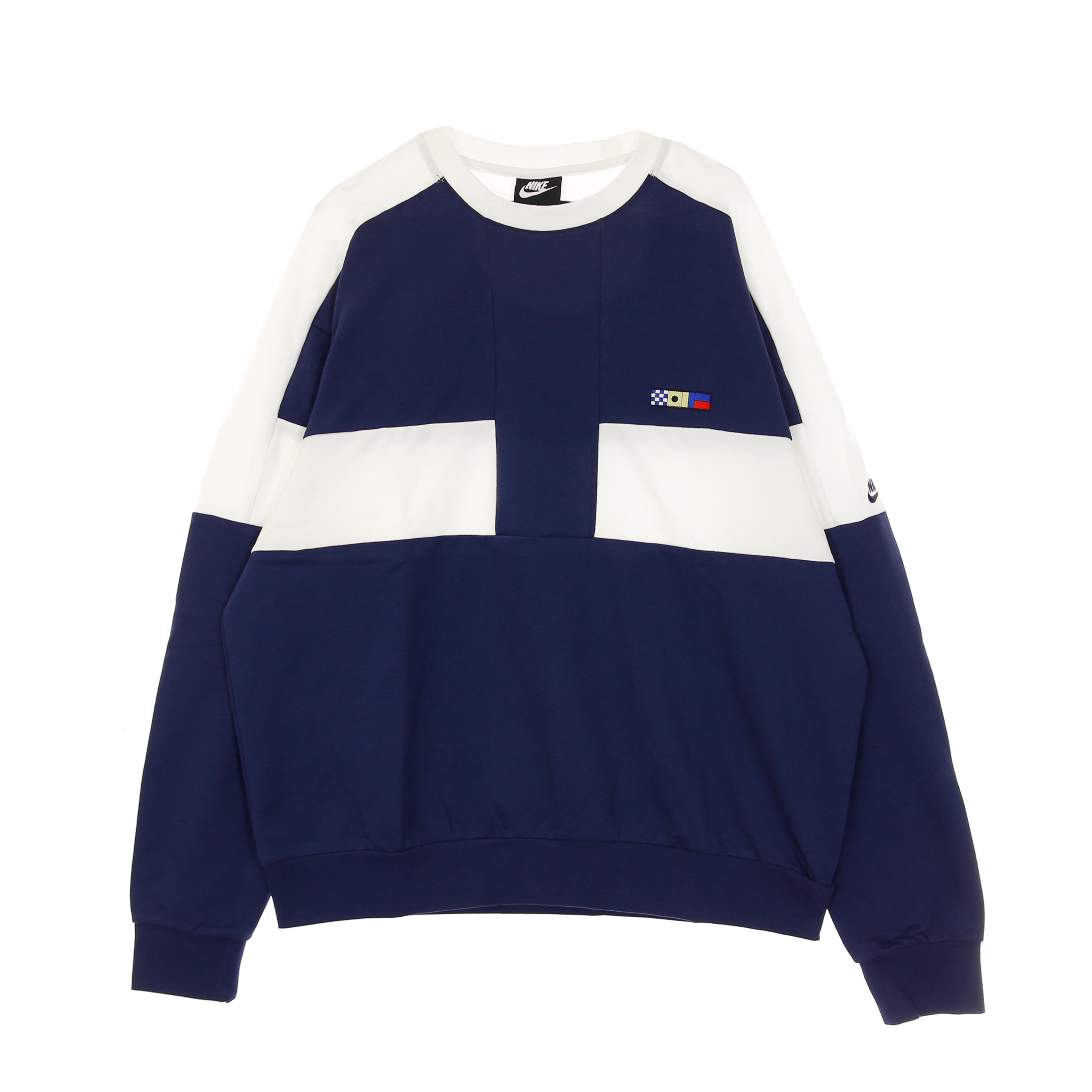 Nike, Felpa Leggera Girocollo Uomo M Sportswear Reissue Fairlead French-terry Crew, Midnight Navy/sail/midnight Navy