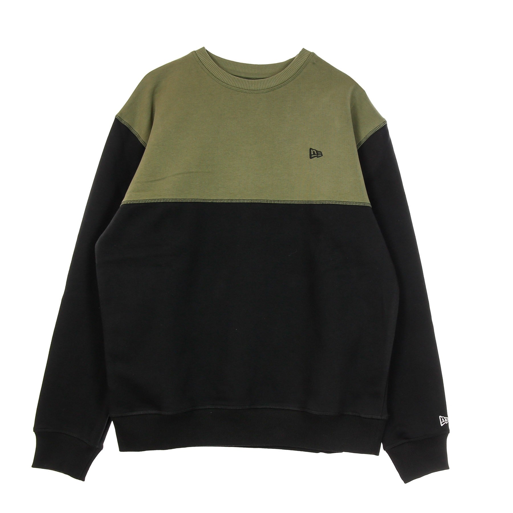 New Era, Felpa Leggera Girocollo Uomo Ne Outdoor Utility Crewneck Fleece, Black/new Olive