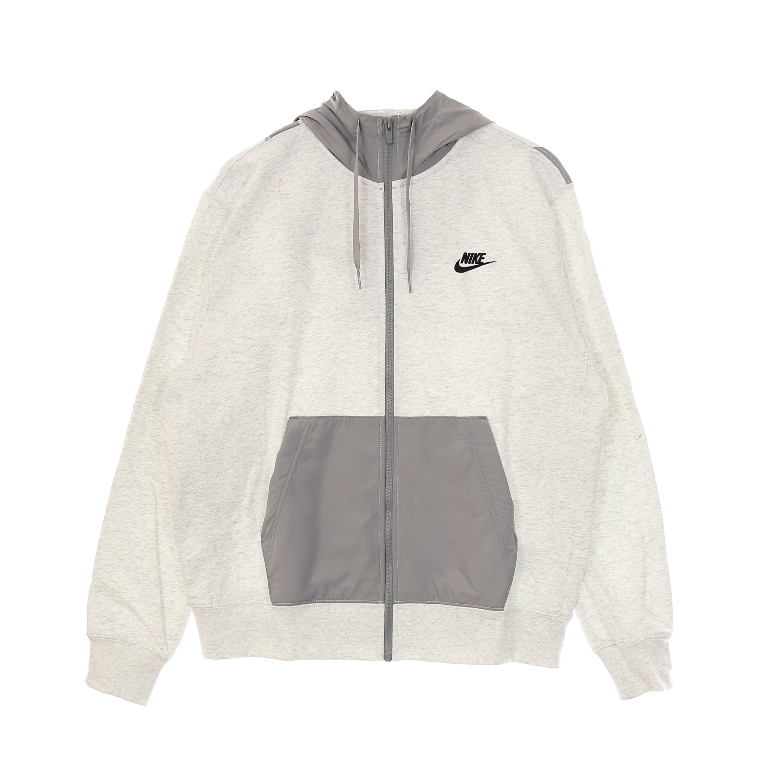 Nike, Felpa Leggera Cappuccio Zip Uomo M Sportswear City Edition Full-zip French Terry Hoodie Seasonal, Birch Heather/particle Grey/black