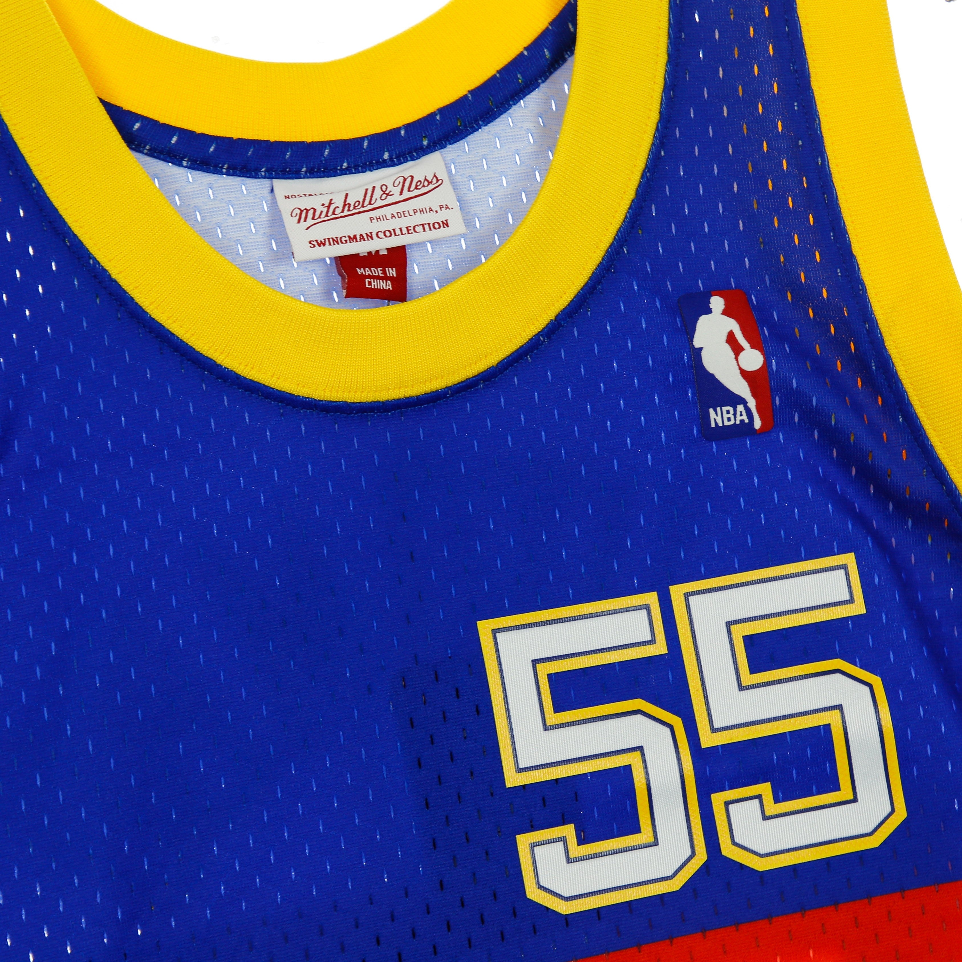 Canotta Basket Uomo Nba Swingman Jersey Hardwood Classics N.55 Dikembe Mutombo 1991-92 Dennug Road Original Team Colors