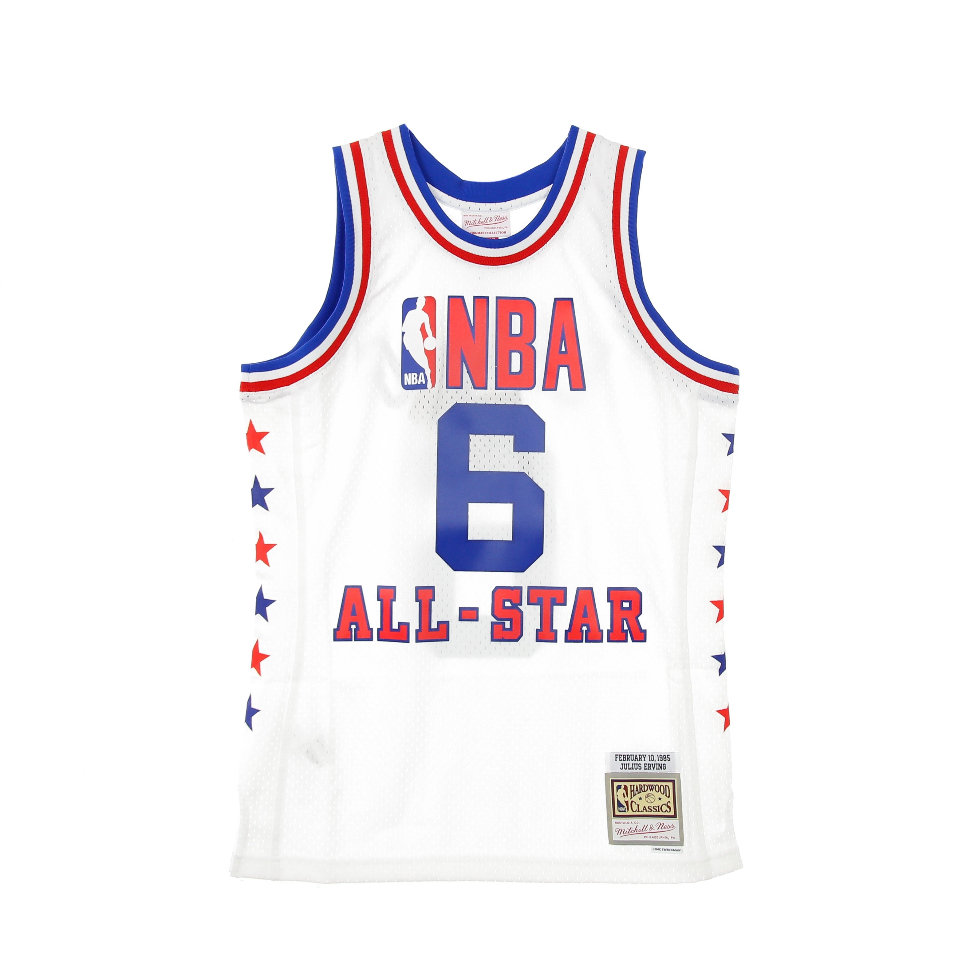 Canotta Basket Uomo Nba Swingman Jersey Hardwood Classics No.6 Julius Erving All Star Game East 1985 White