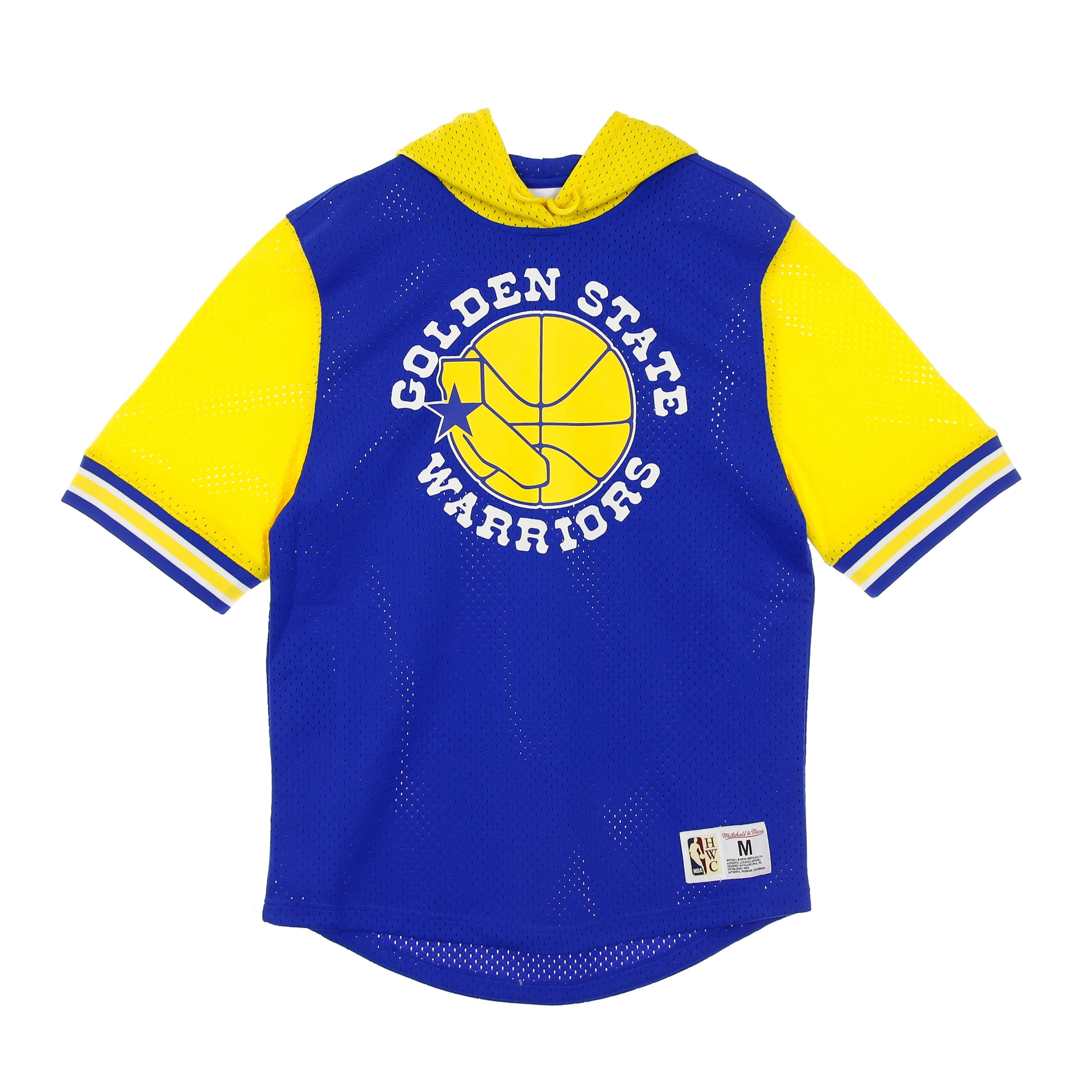 Mitchell & Ness, Felpa Leggera Cappuccio Manica Corta Uomo Nba Buzzer Beater Mesh Hoody Hardwood Classics Golwar, Original Team Colors