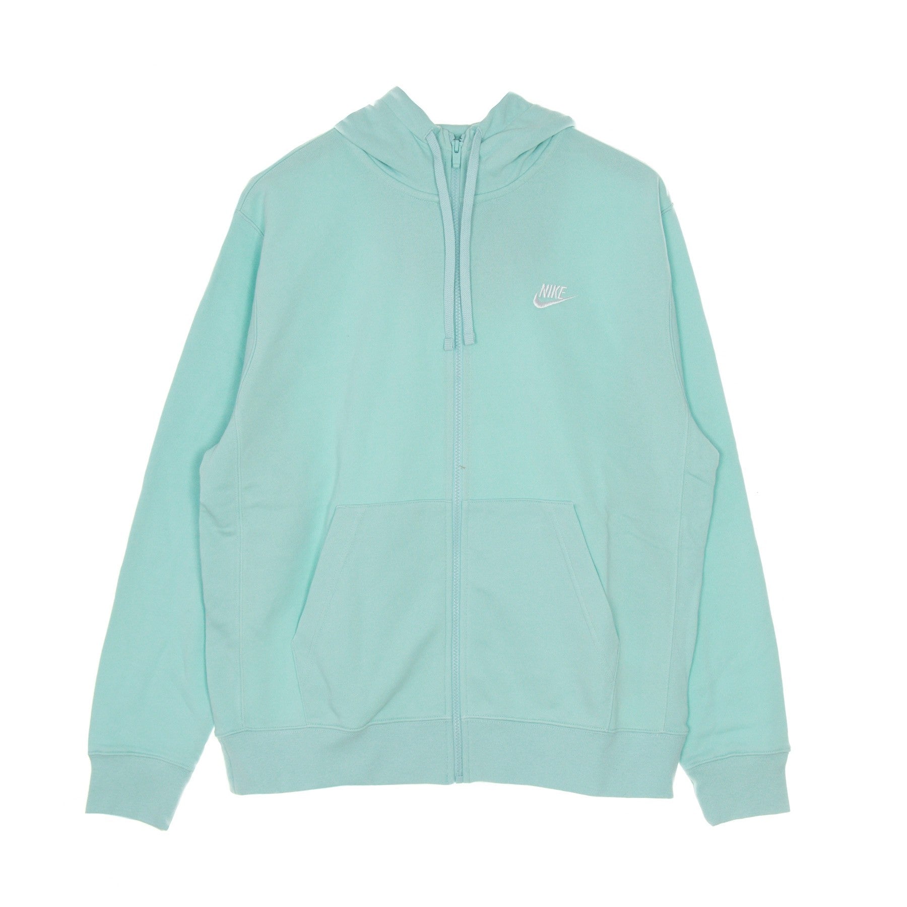 Nike, Felpa Leggera Cappuccio Zip Uomo Sportswear Club Hoodie Full Zip French Terry, Light Dew/light Dew/white