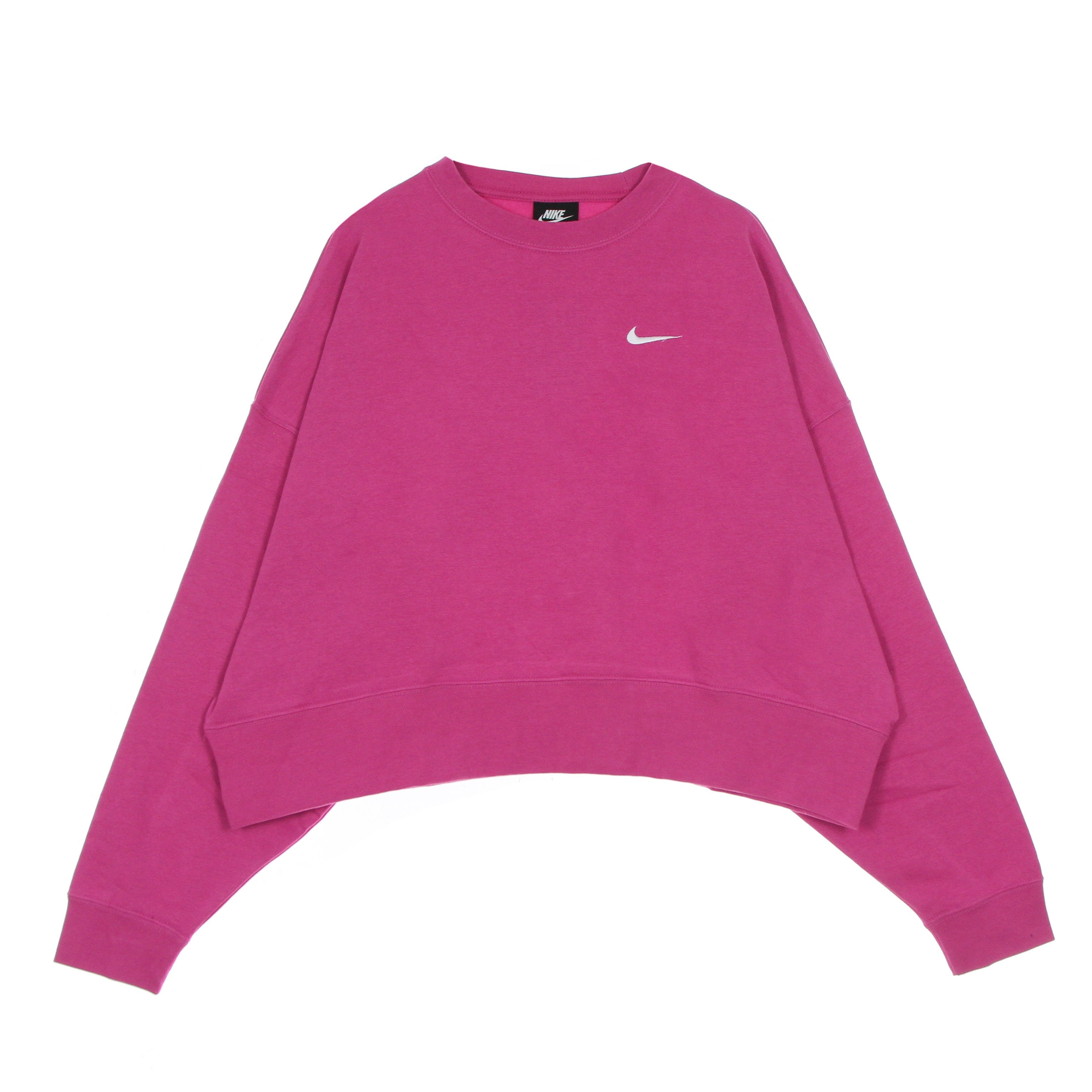 Women's Cropped Crewneck Sweatshirt Sportswear Crew Trend Active Fuchsia/white