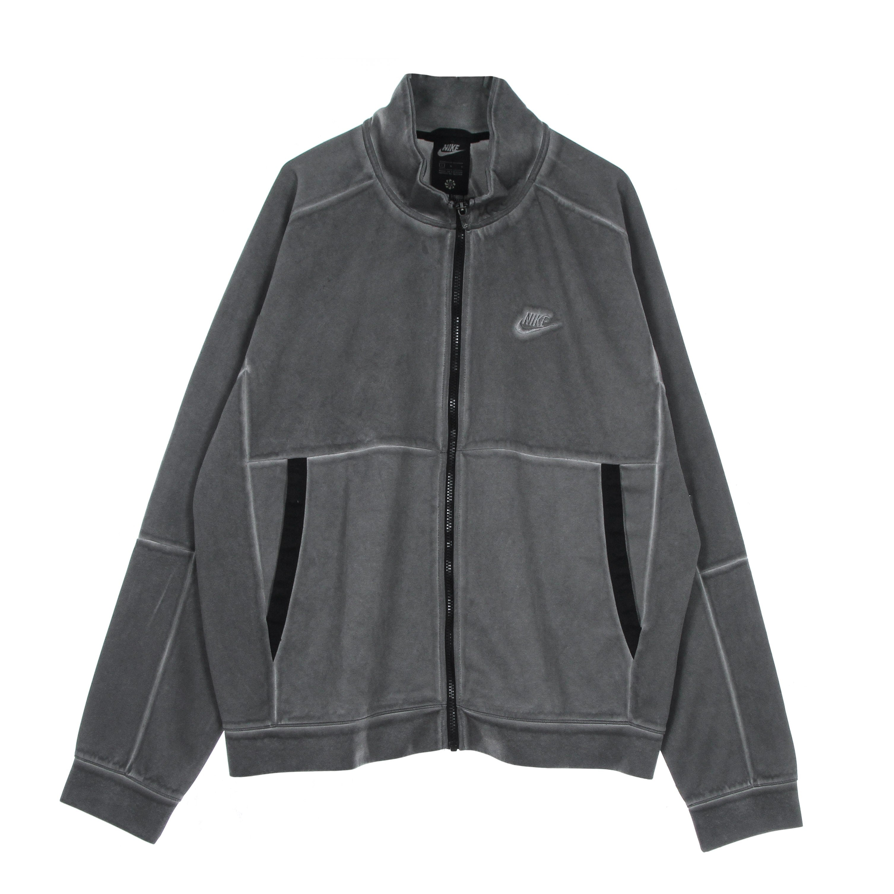 Nike, Felpa Leggera Collo Alto Uomo M Sportswearjersey Jacket Wash Revival, Black/black