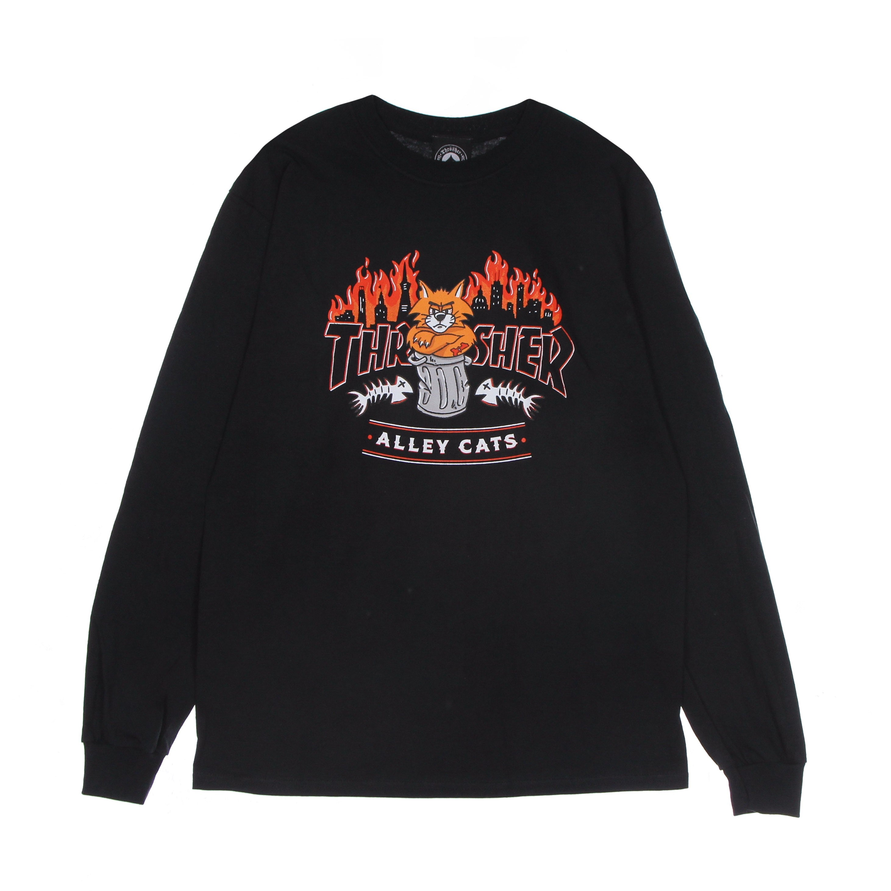 Thrasher, Maglietta Manica Lunga Uomo Alley Cats L/s Tee, Black