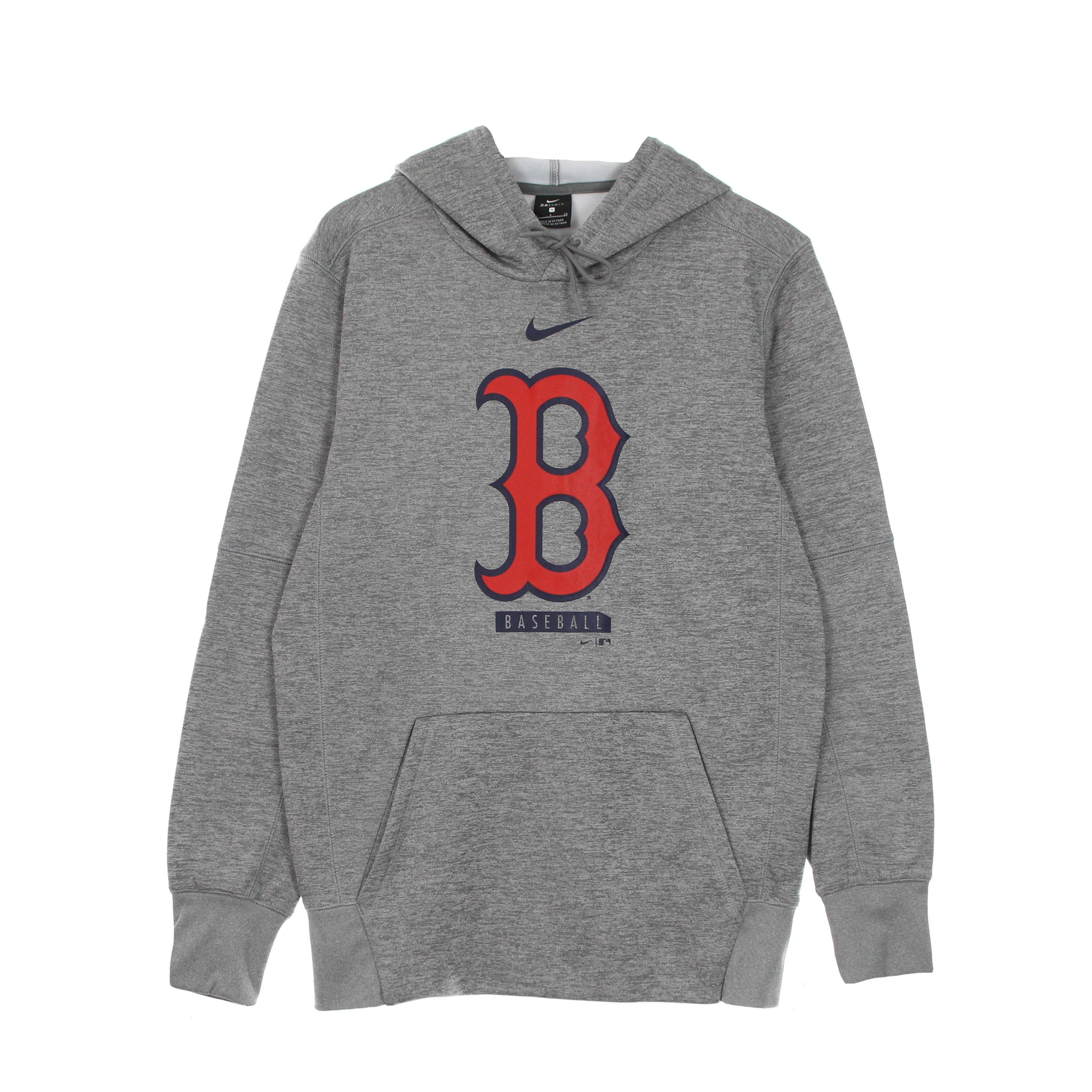 Men's Hoodie Mlb Logo Therma Performance Pullover Hoodie Bosred Dark Gray Heather