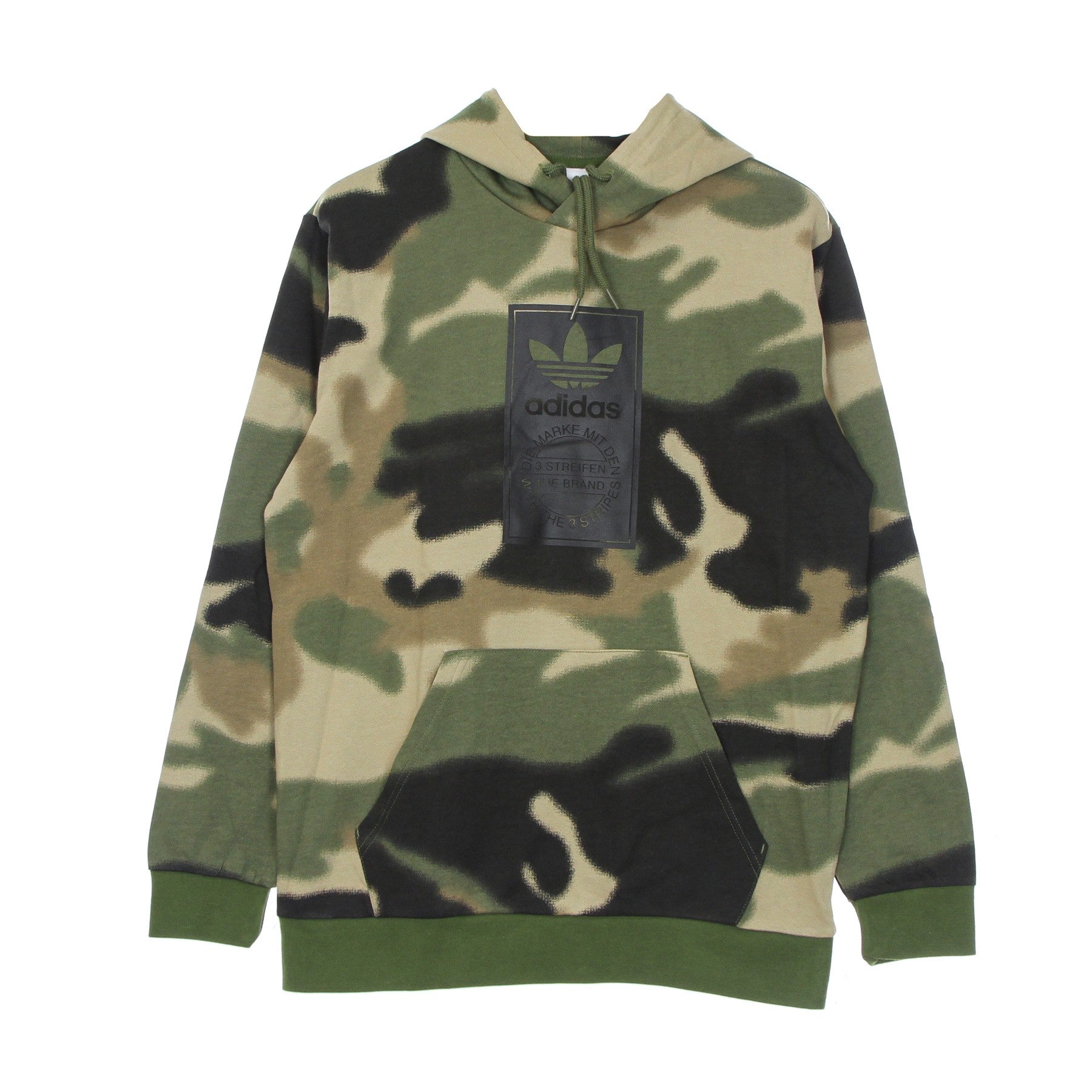 Adidas, Felpa Leggera Cappuccio Uomo Camo All Over Print Hoodie, Wild Pine/multi/black