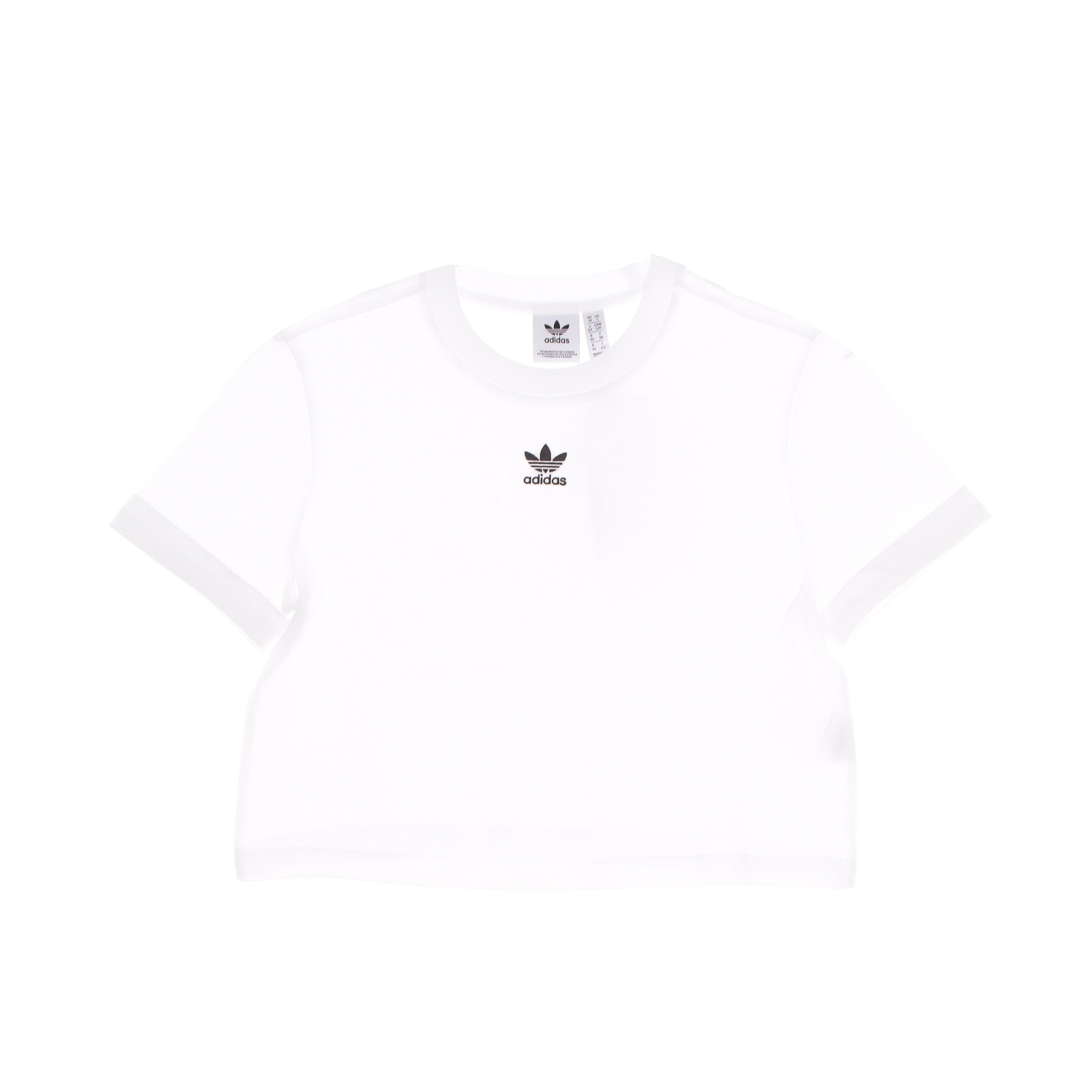 Women's Classics Roll Up Sleeve Crop Top White Cropped T-Shirt