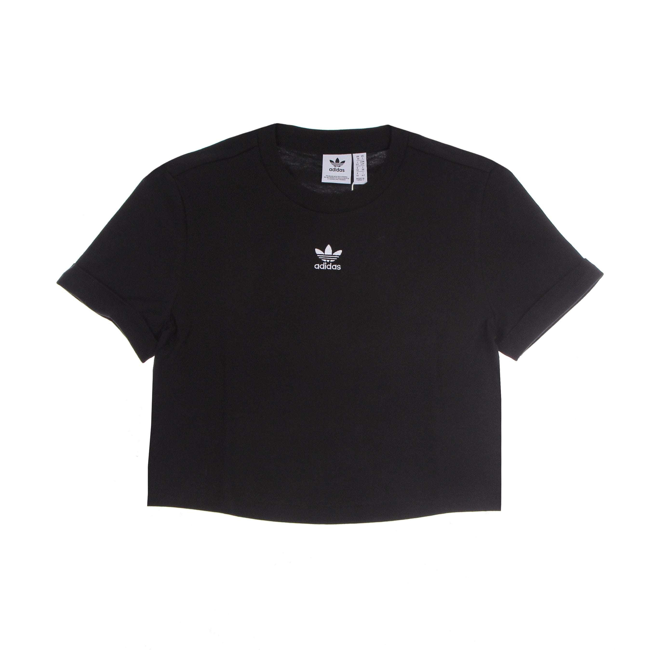 Adidas, Maglietta Corta Donna Classics Roll Up Sleeve Crop Top, Black