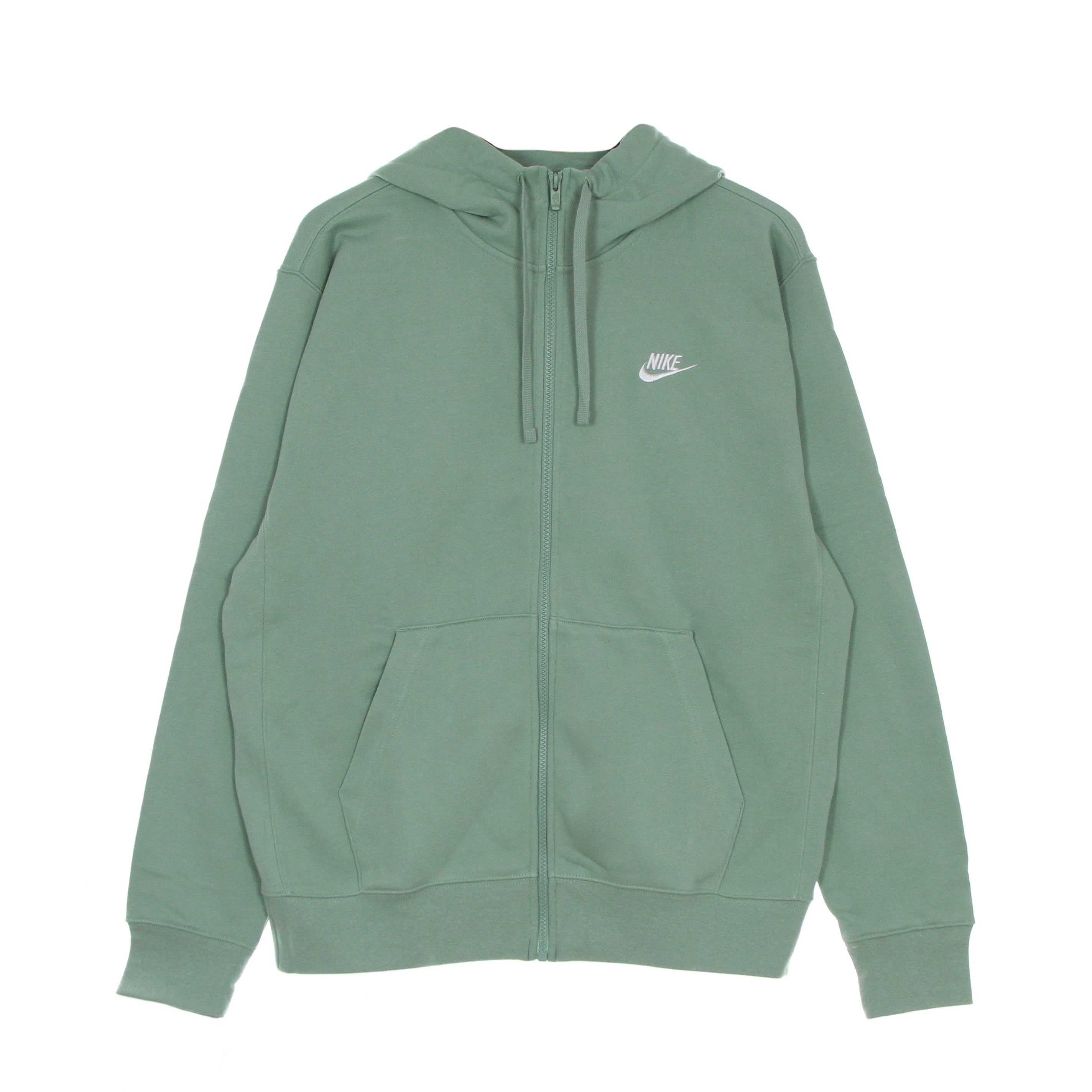 Nike, Felpa Leggera Cappuccio Zip Uomo Sportswear Club Hoodie Full Zip French Terry, Steam/steam/white