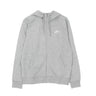 Nike, Felpa Leggera Cappuccio Zip Uomo Sportswear Club Hoodie Full Zip French Terry, Dk Grey Heather/matte Silver/white