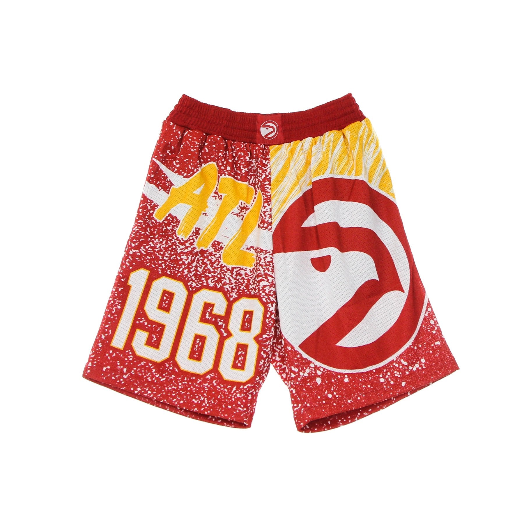 Mitchell & Ness, Pantaloncino Tipo Basket Uomo Nba Jumbotron Sublimated Mesh Shorts Hardwood Classics Atlhaw, Scarlet/original Team Colors