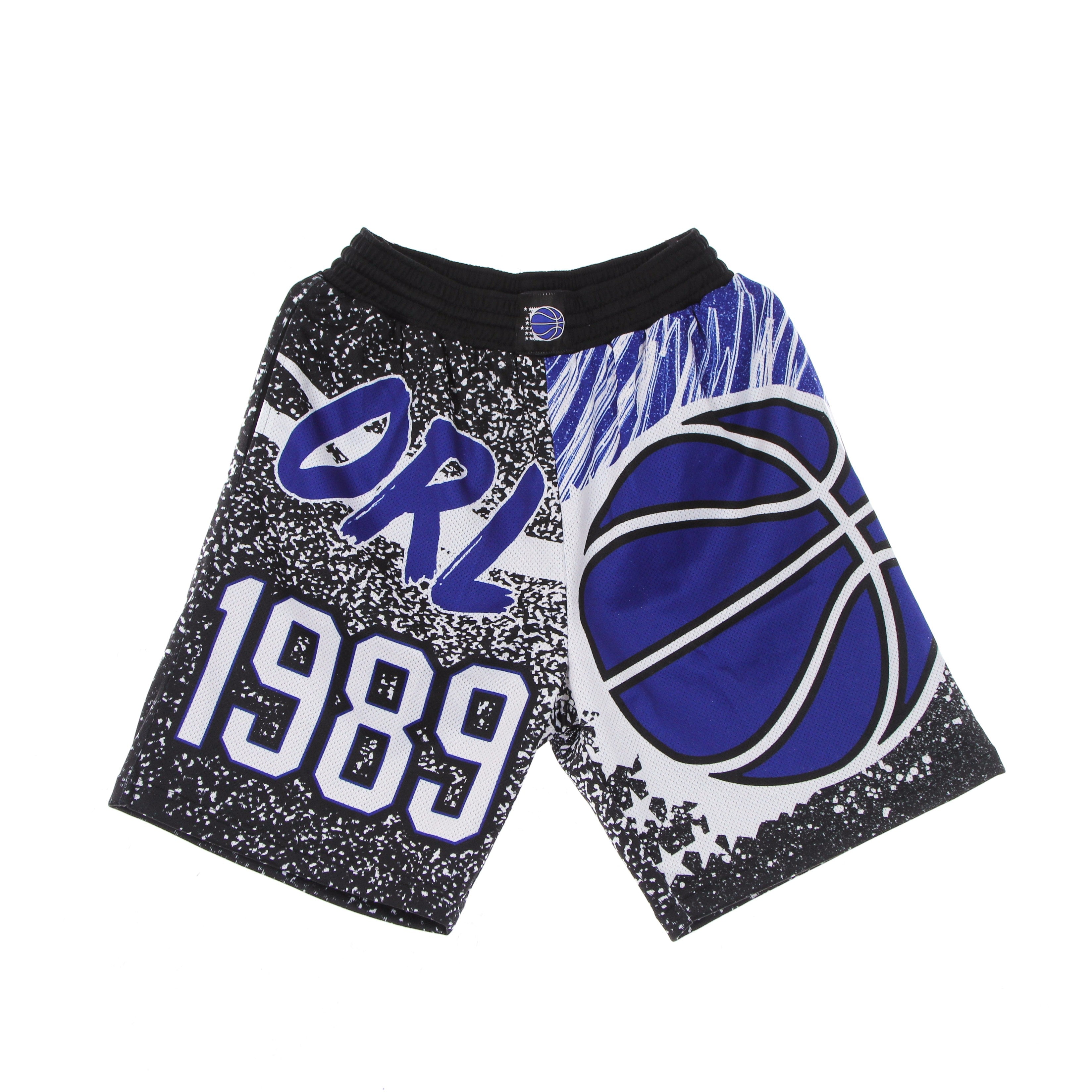 Mitchell & Ness, Pantaloncino Tipo Basket Uomo Nba Jumbotron Sublimated Mesh Shorts Hardwood Classics Orlmag, Black/original Team Colors