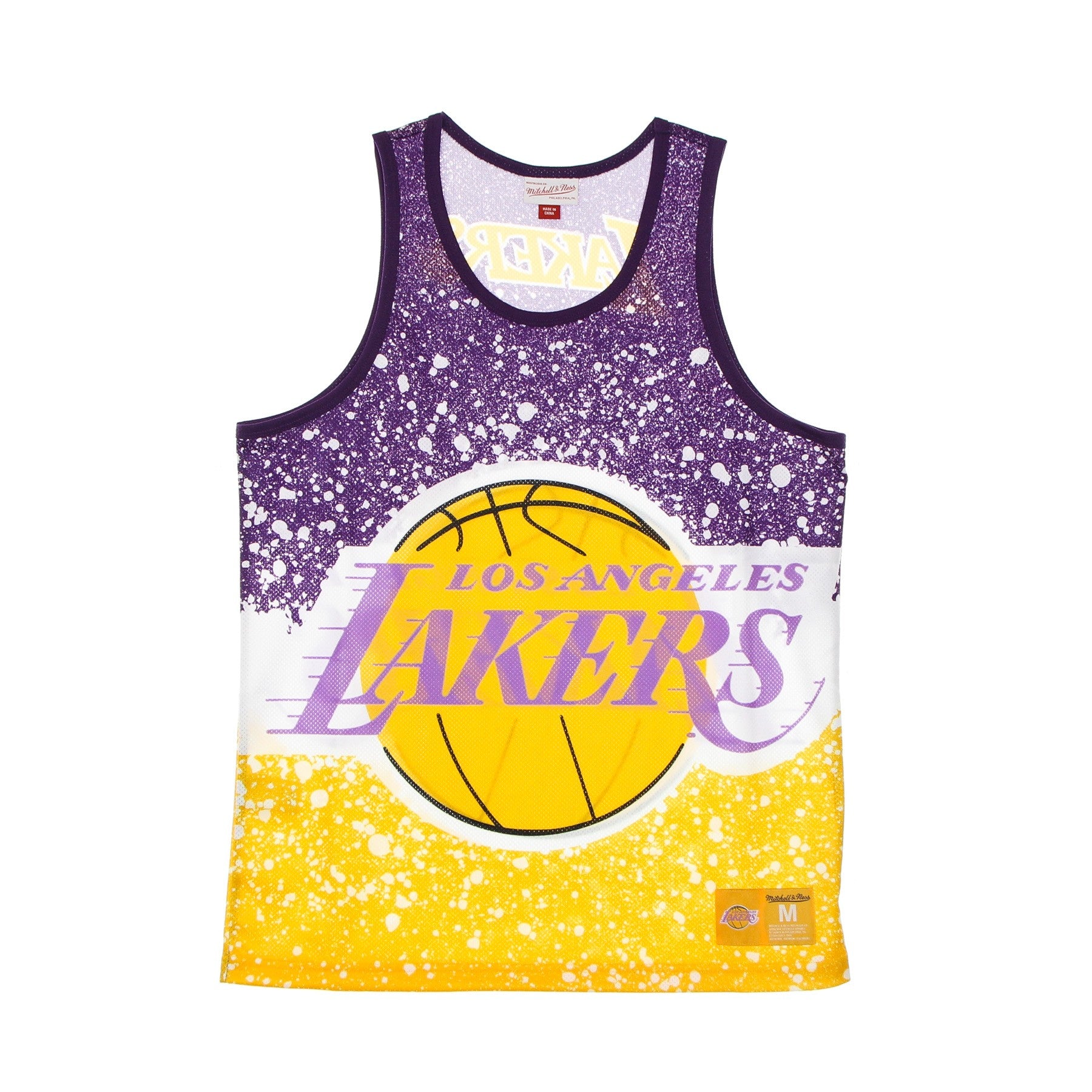 Mitchell & Ness, Canotta Tipo Basket Uomo Nba Jumbotron Sublimated Mesh Tank Hardwood Classics Loslak, Light Gold/original Team Colors