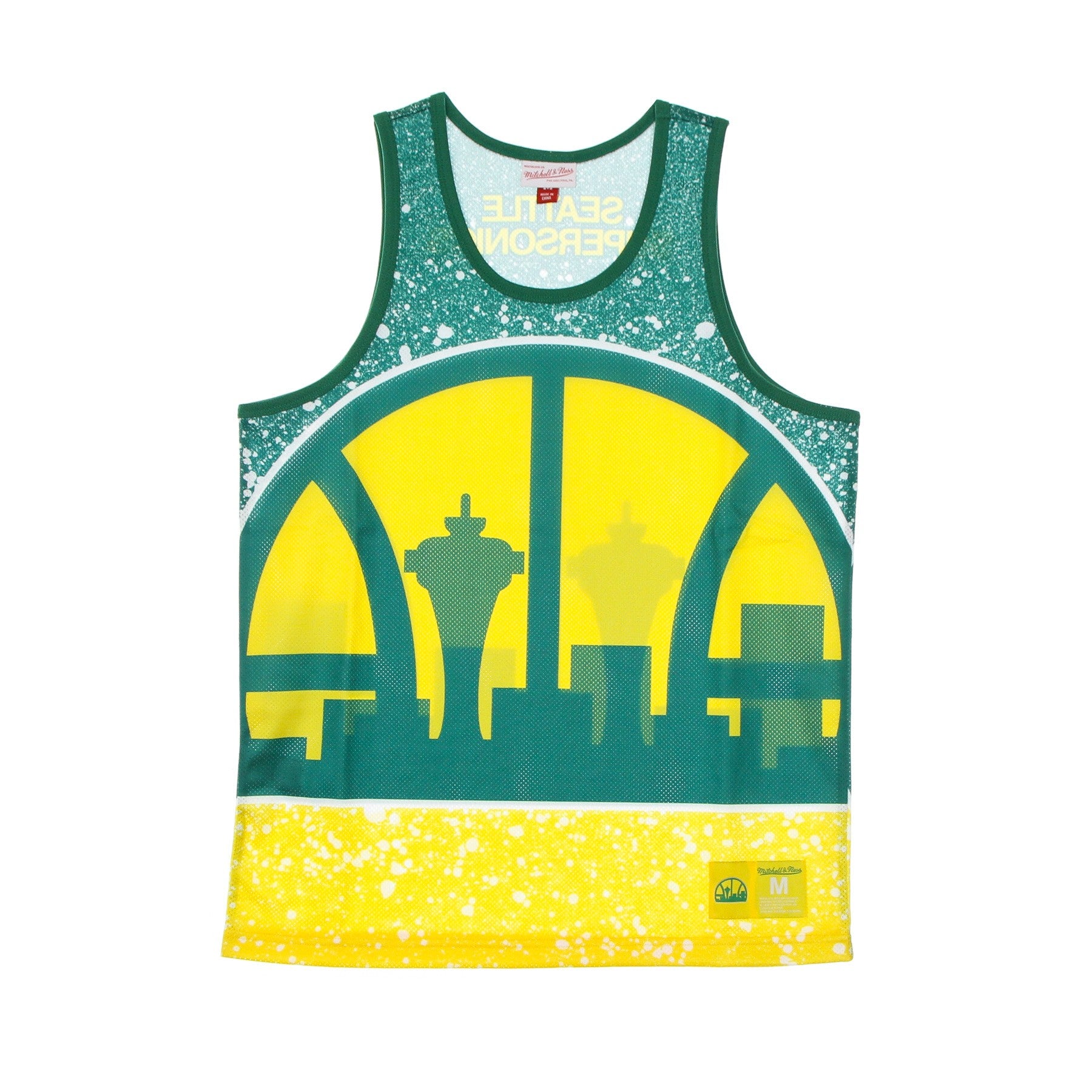 Mitchell & Ness, Canotta Tipo Basket Uomo Nba Jumbotron Sublimated Mesh Tank Hardwood Classics Seasup, Yellow/original Team Colors